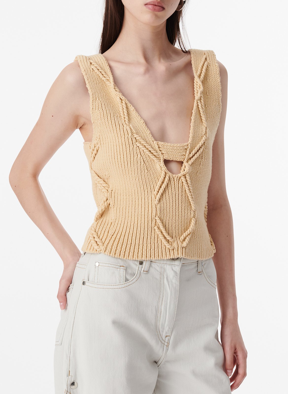 Ribbed cotton-blend V-neck cardigan IRO Yellow