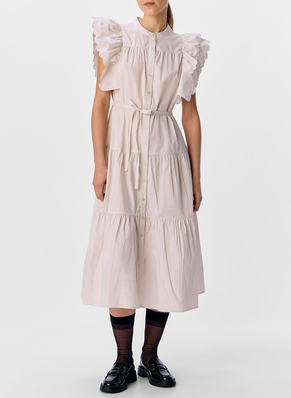 Long cotton-blend dress OBJECT Beige