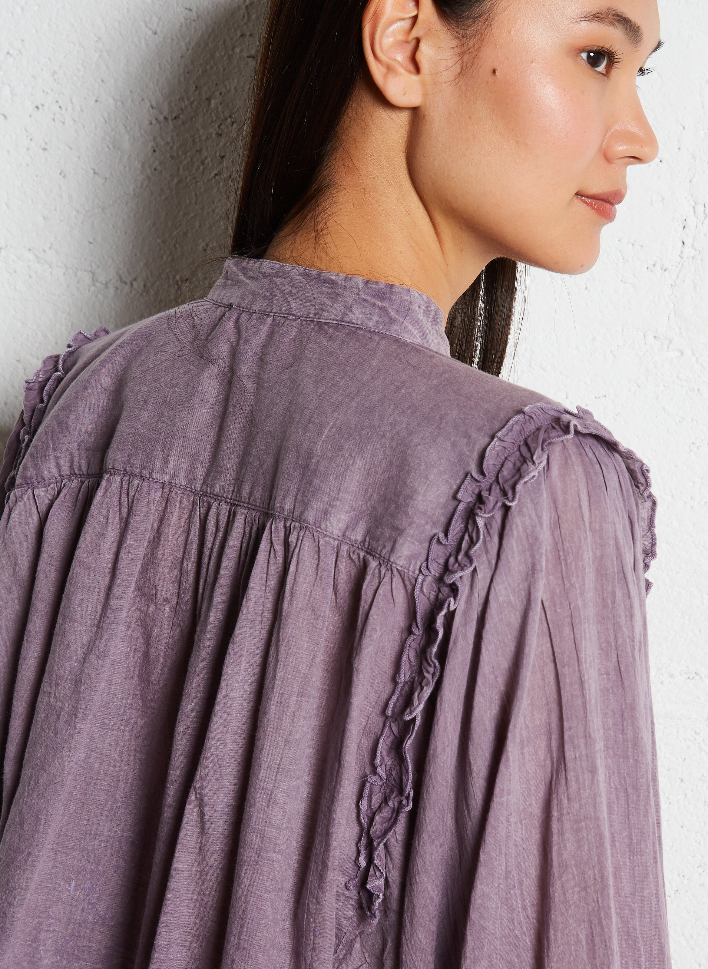 Buttoned round-neck blouse MES DEMOISELLES Purple