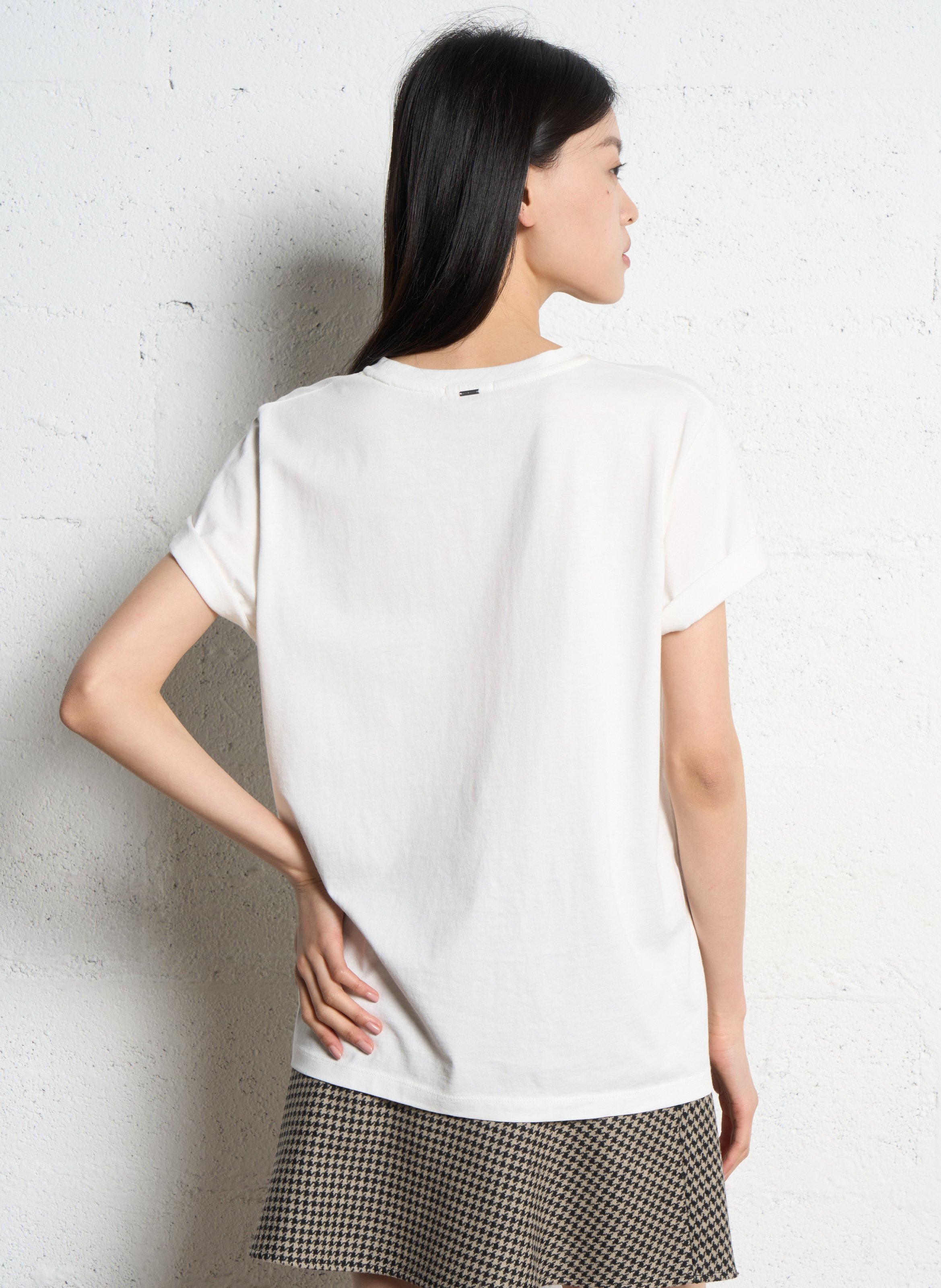 Tee-shirt col rond en coton IKKS Blanc