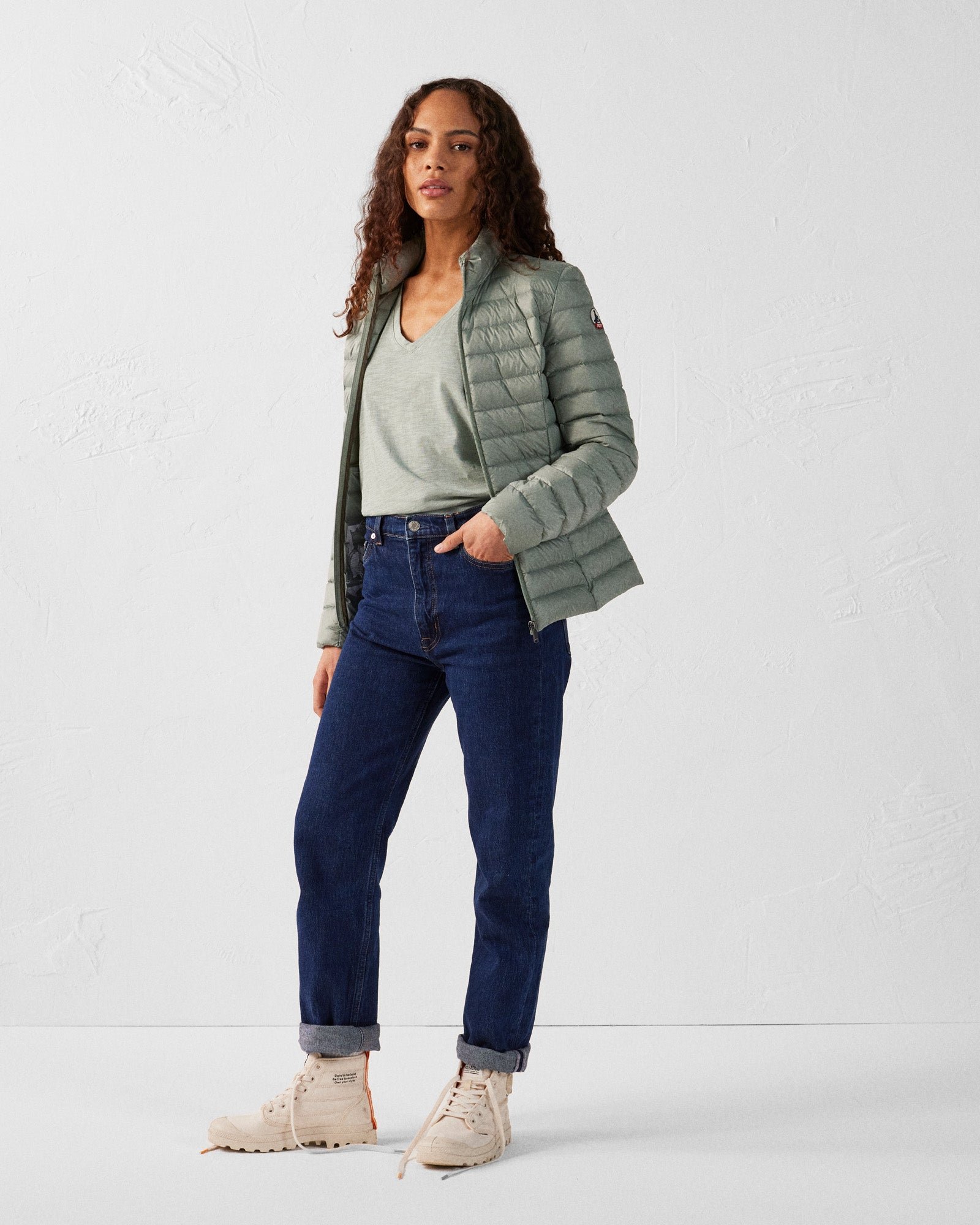 Women's V-neck cotton T-shirt Sonia JOTT Green