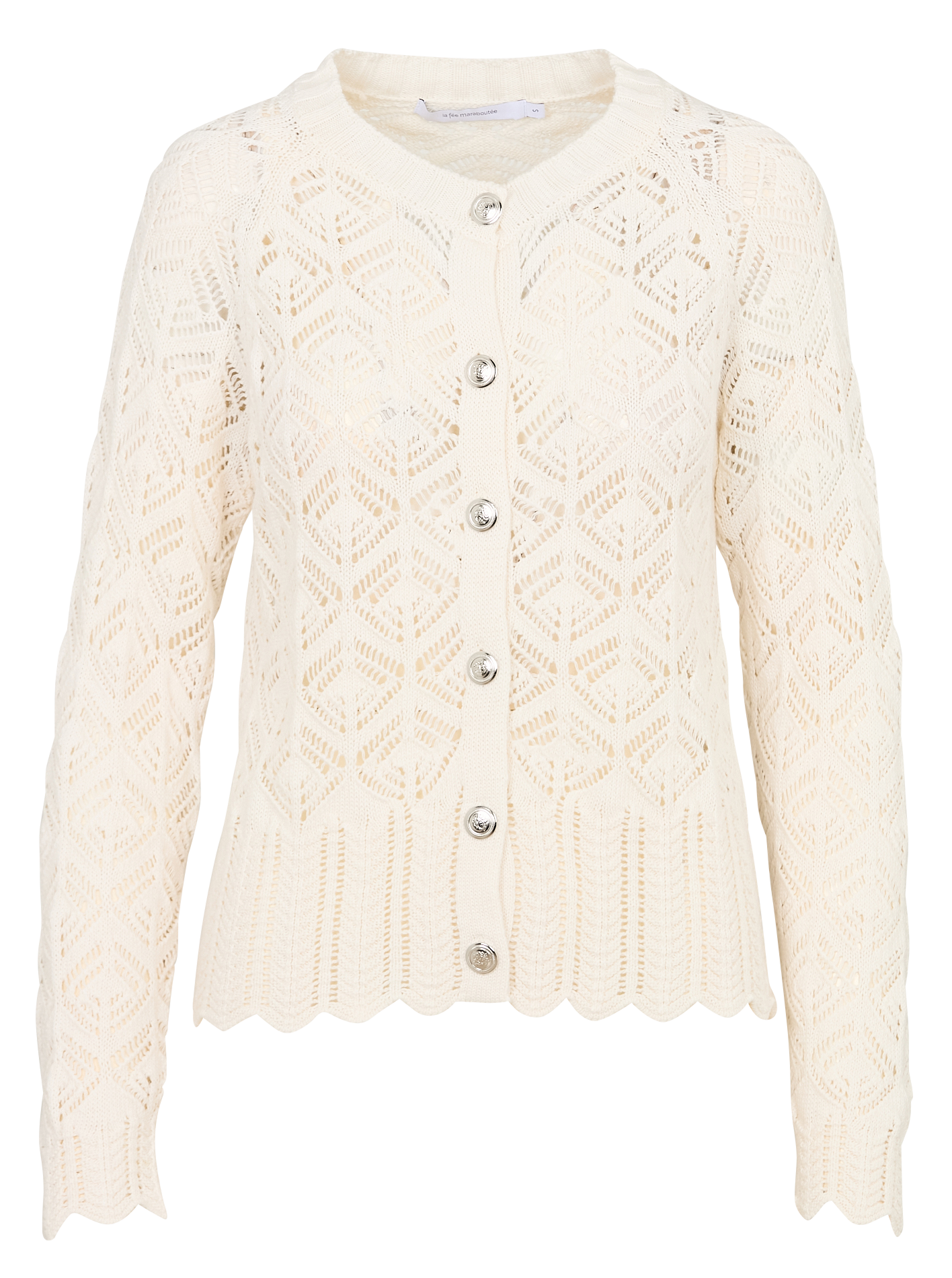 Openwork knit straight cardigan LA FEE MARABOUTEE White