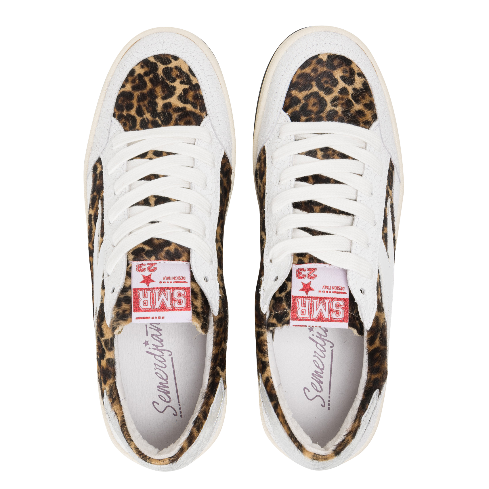 Low-top leather mix sneakers SEMERDJIAN - SMR White