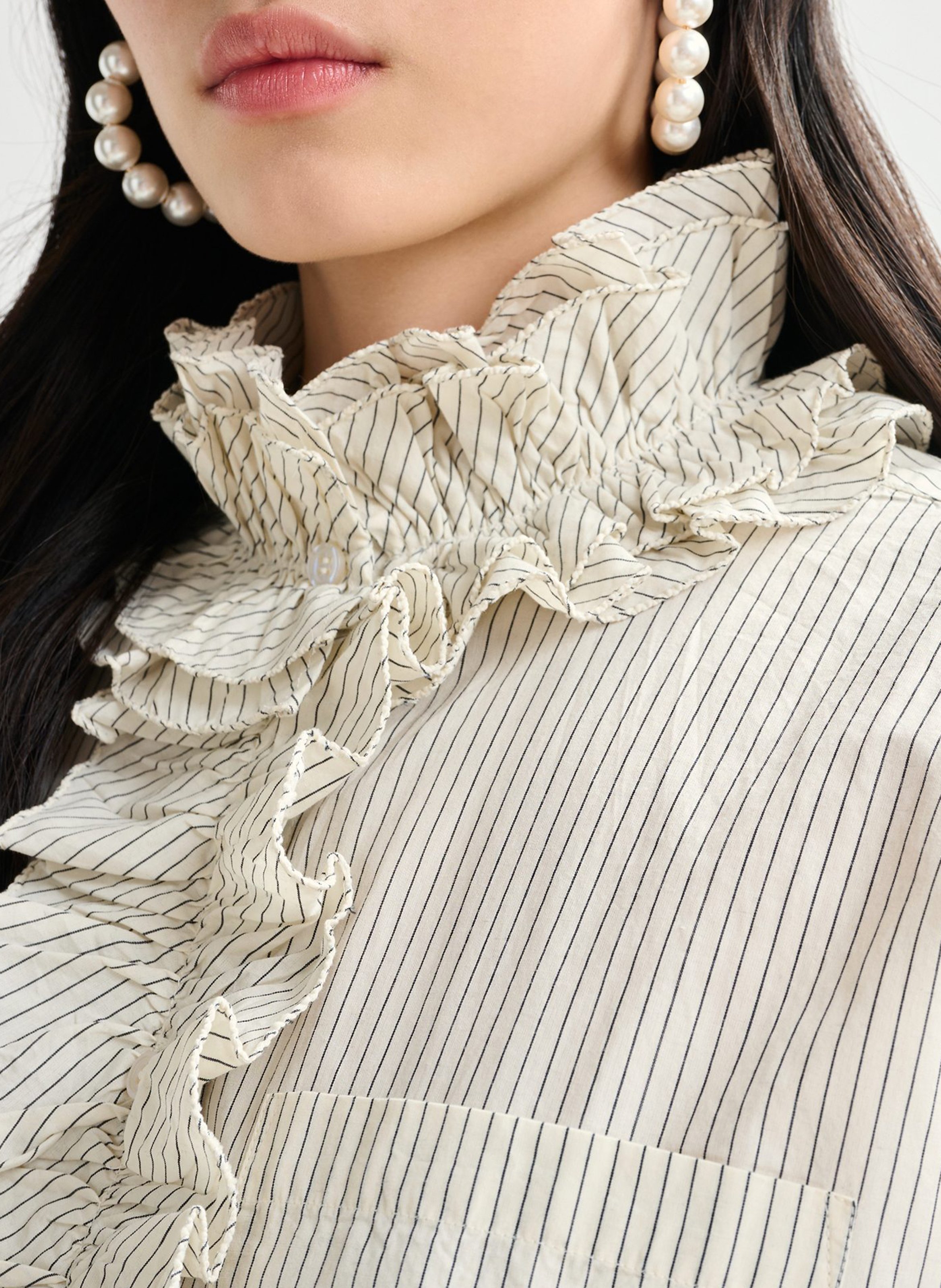 Chemise col victorien en coton ESSENTIEL ANTWERP Blanc