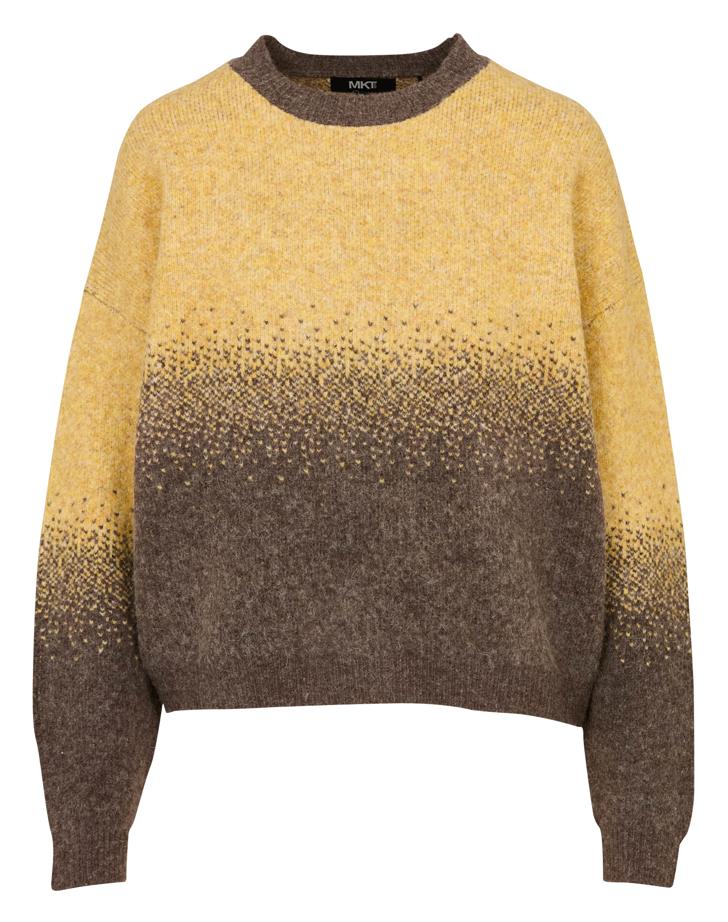 Pull ample col rond jacquard en laine mélangée MKT Jaune