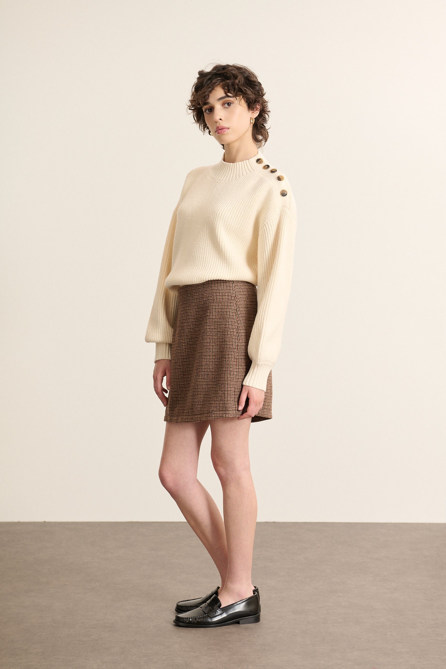 Short wool-blend skirt GARANCE PARIS Brown