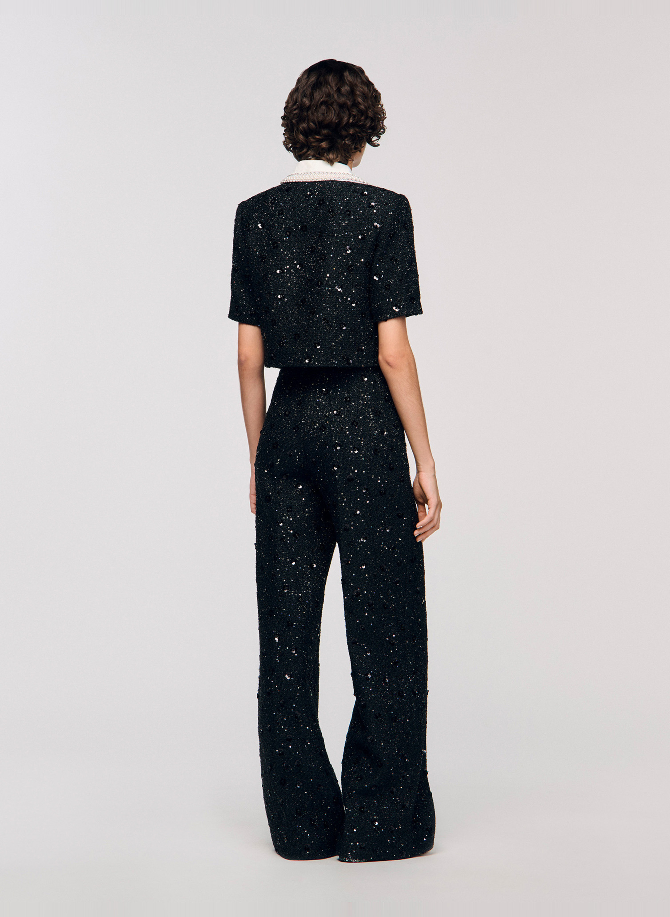 Flared sequin pants SANDRO Black