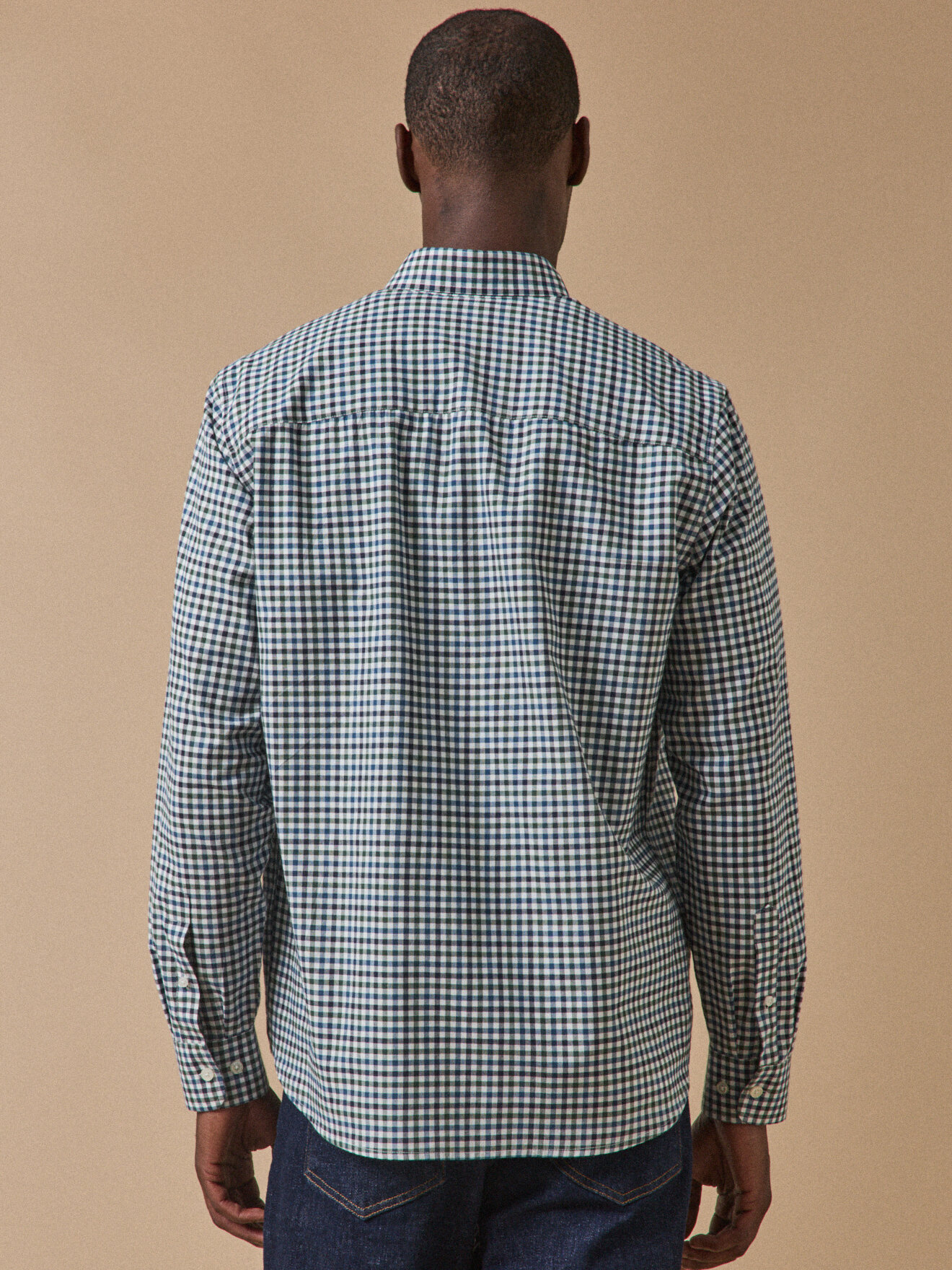 Contemporary Fit Checkered Oxford Shirt CYRILLUS Blue