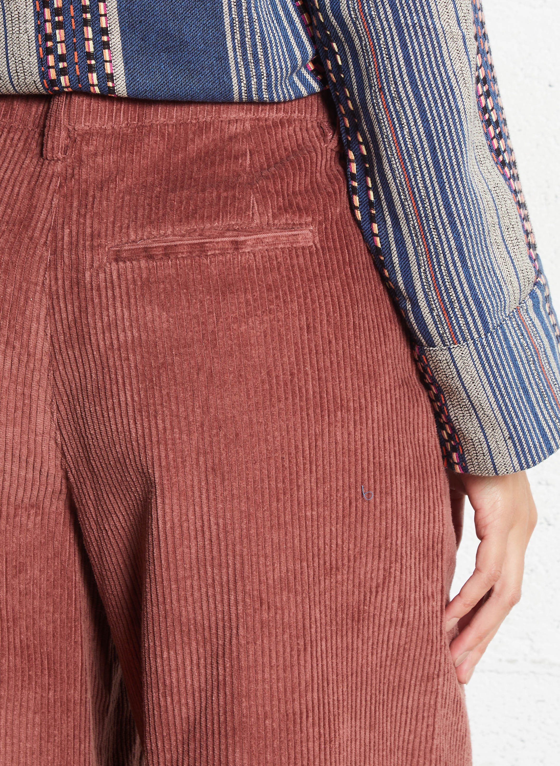 Wide-leg cotton-blend corduroy pants PETITE MENDIGOTE Pink