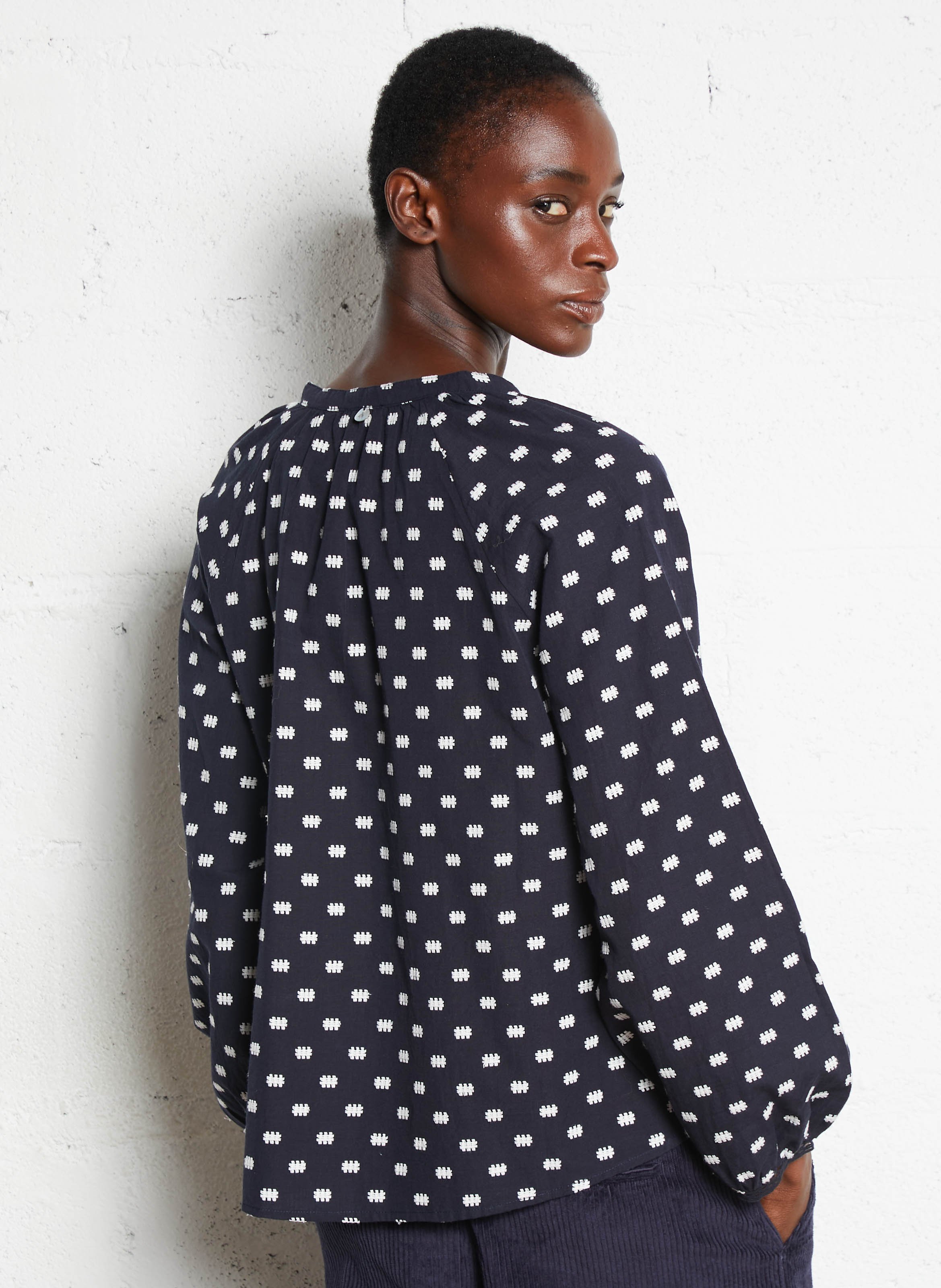 Blouse oversize en coton brodé ONE STEP Bleu