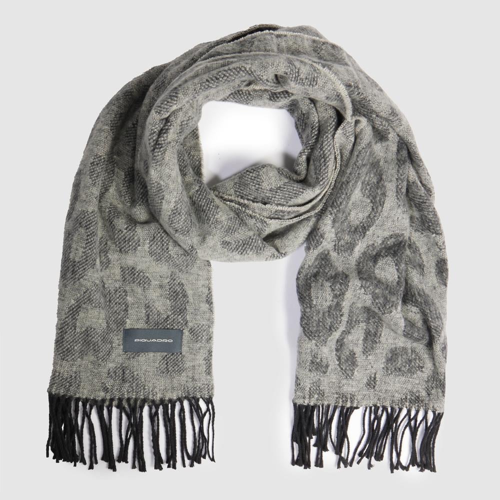 Women's animal print scarf with fringes PIQUADRO Grey