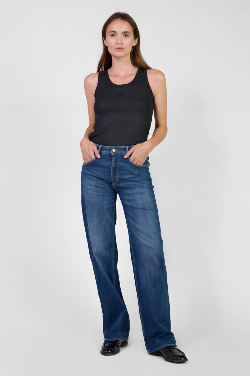 Pulp Wide Leg High Waist Straight Jeans, 34" Length LE TEMPS DES CERISES Blue