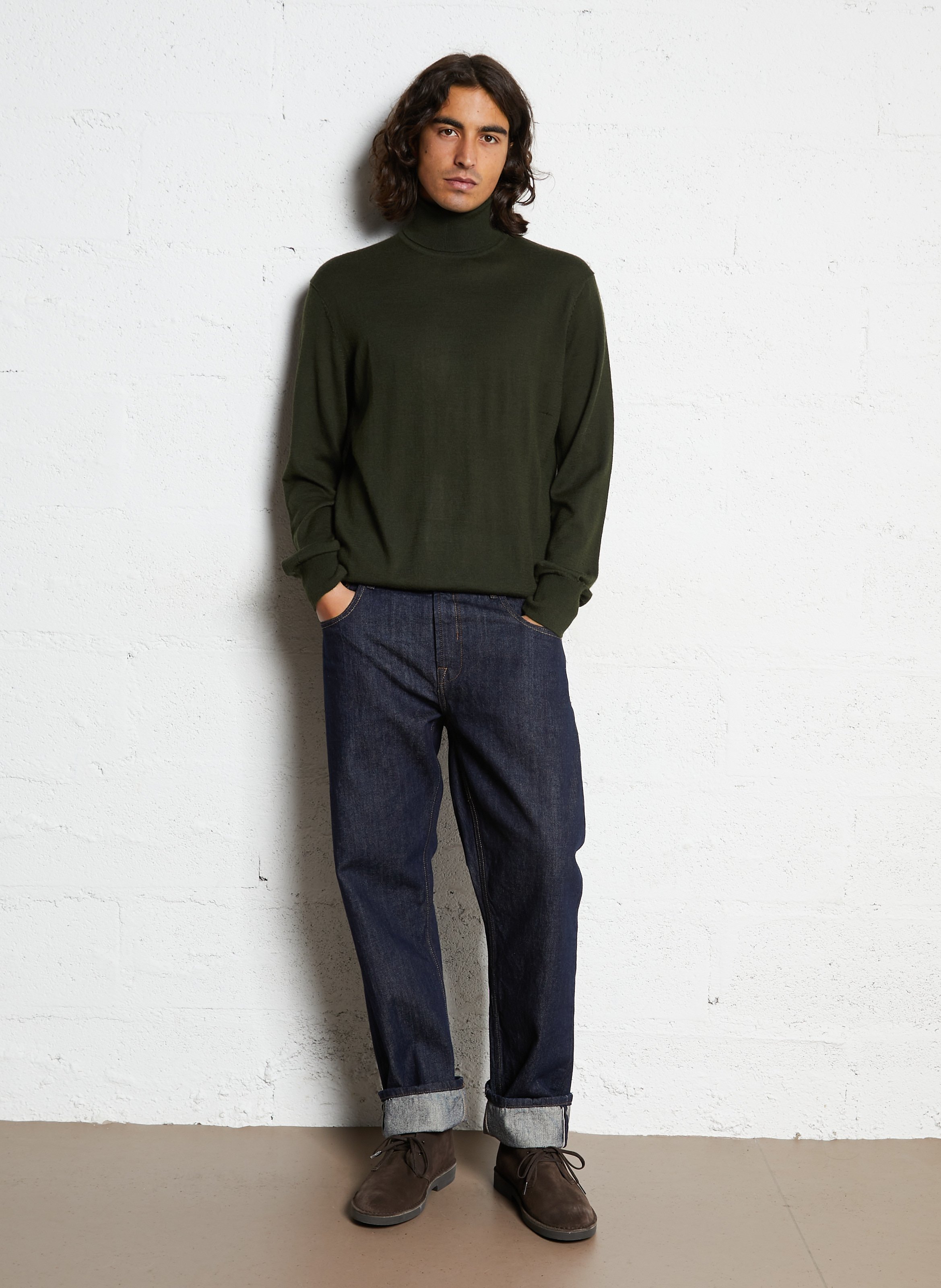 Straight knit turtleneck in wool blend MINIMUM Green