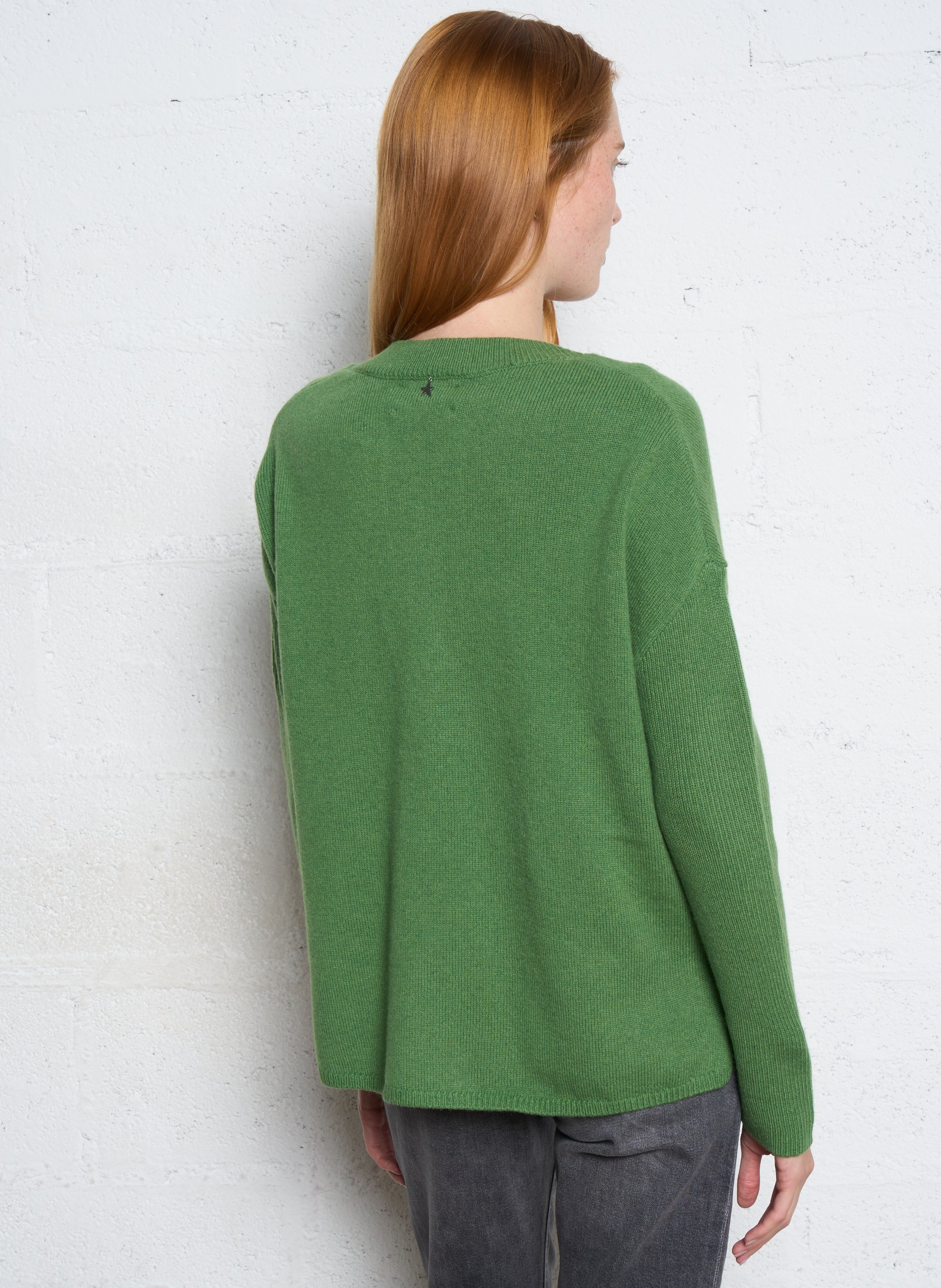 Oversized V-neck wool sweater  SUD EXPRESS Green