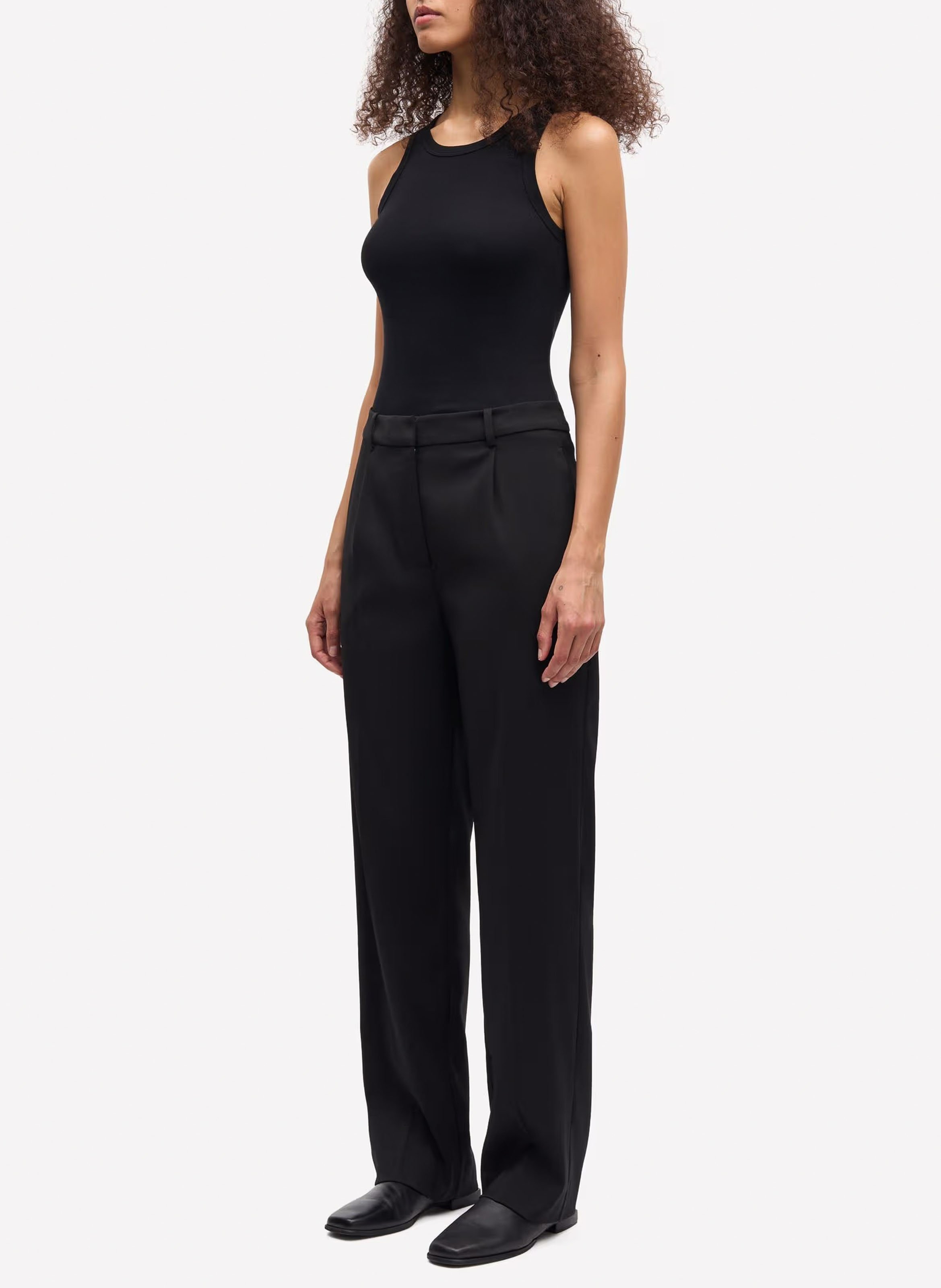 Ribbed organic cotton tank top with round neck SAMSOE SAMSOE Black