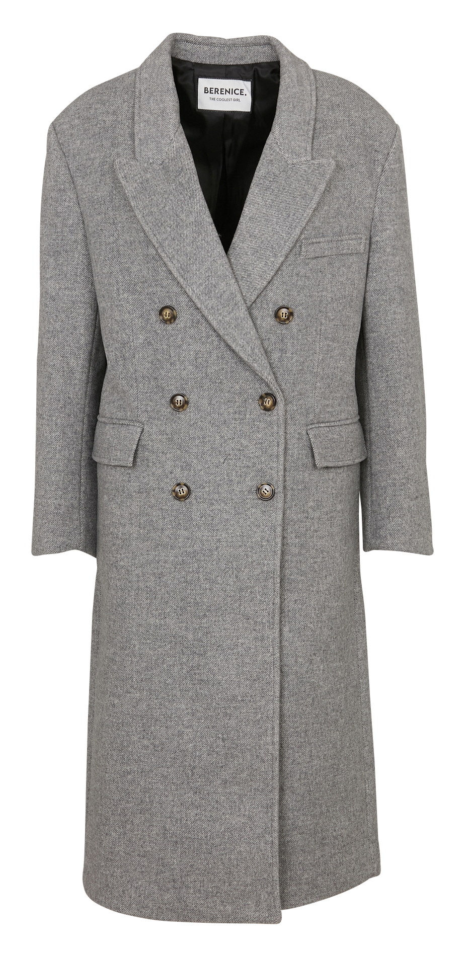 Langer Mantel aus Wollmischung mit Reverskragen BERENICE Grau