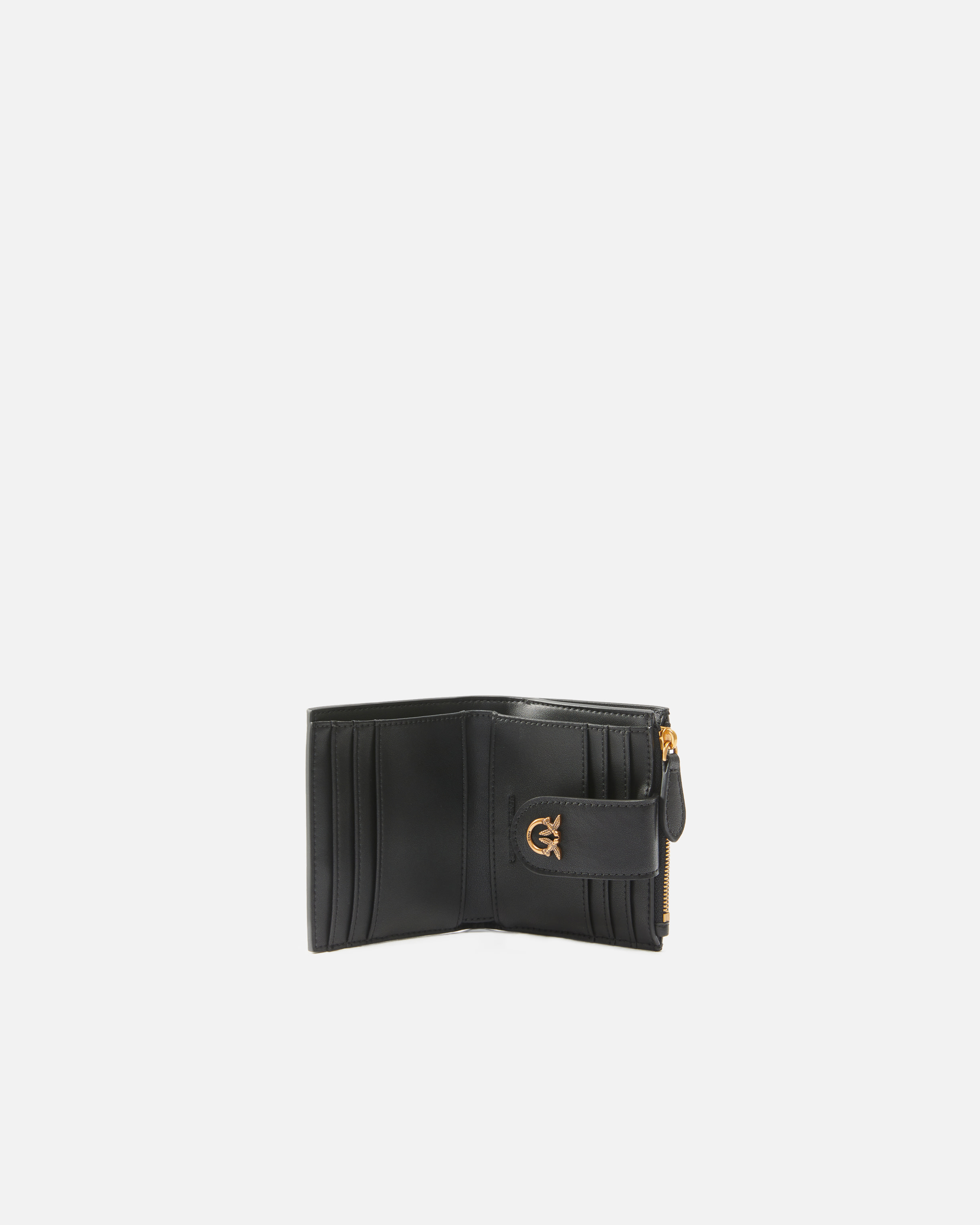 Small smooth leather wallet with logo | Black PINKO Women