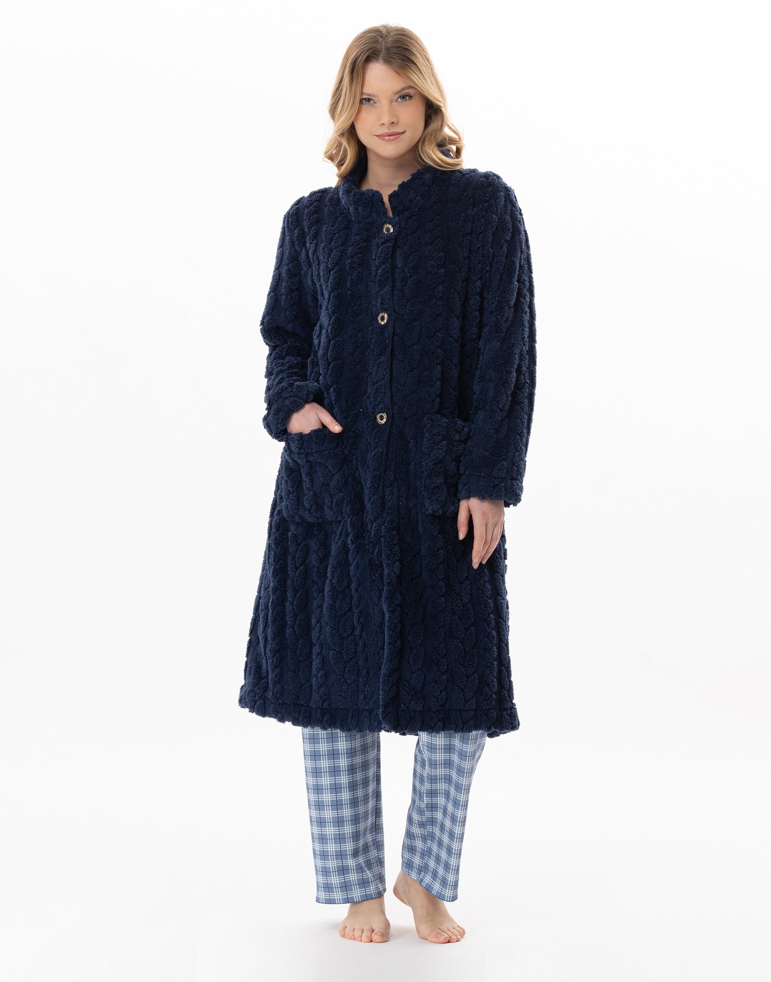 Braided effect button-up dressing gown LE CHAT Blue