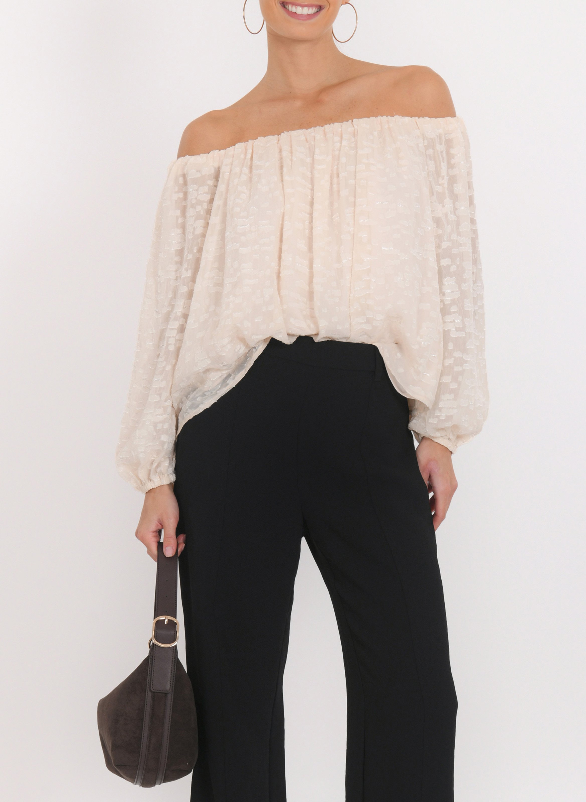 Blouse met bardot-hals en textuurpatroon KOOKAI Wit