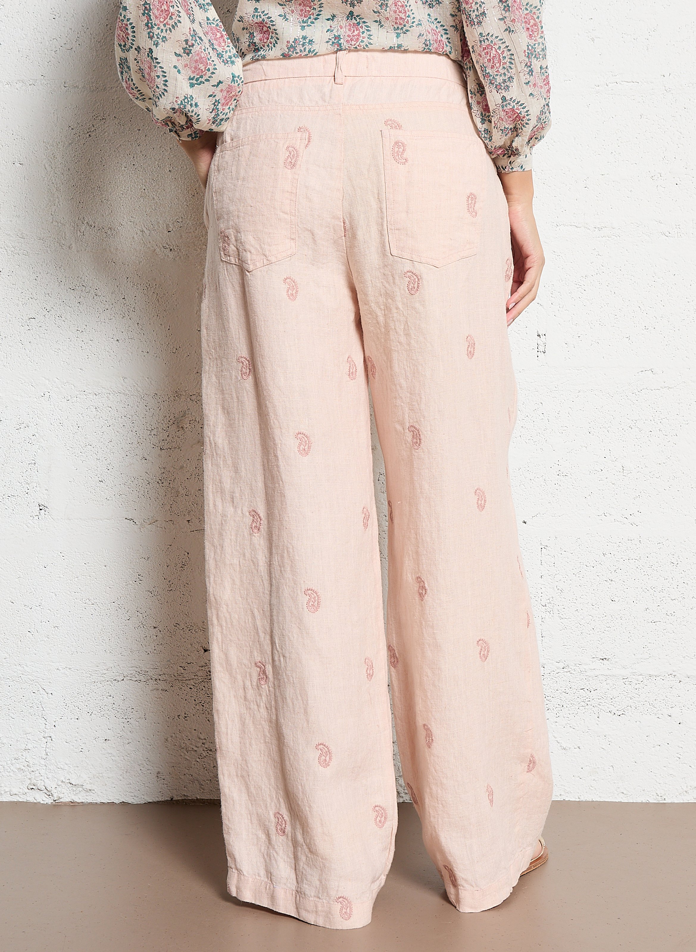 Gerade Hose mit bestickten Mustern MAISON HOTEL Rosa