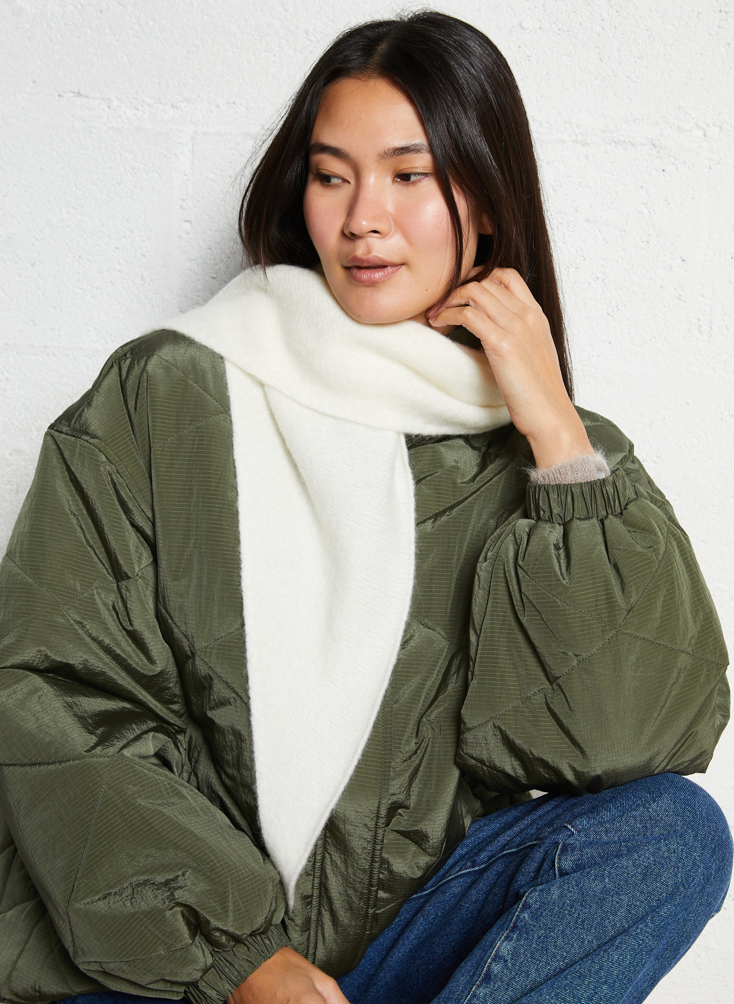 Wool and mohair scarf SUNCOO White