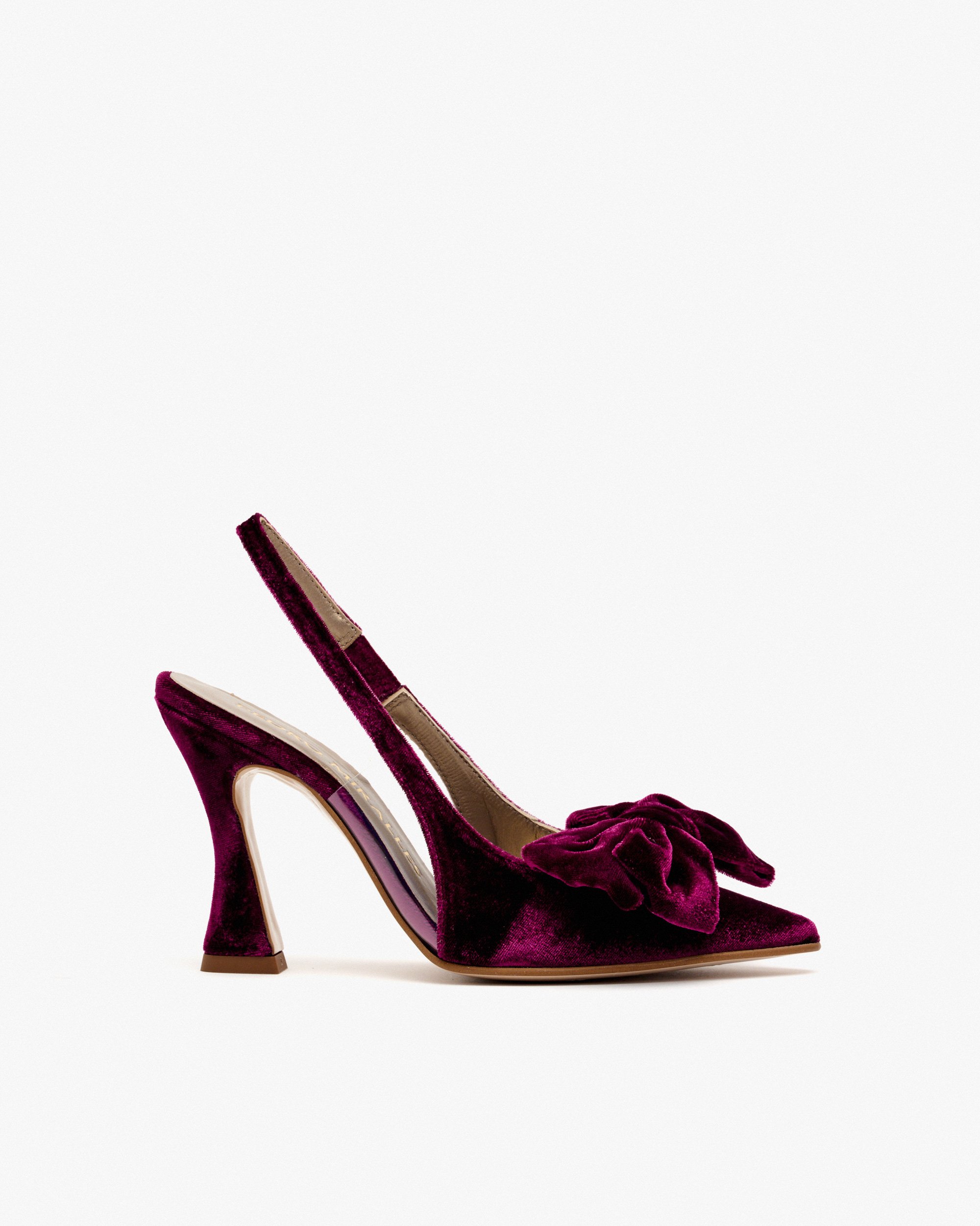 Burgundy velvet ankle-strap heels. PEDRO MIRALLES Red
