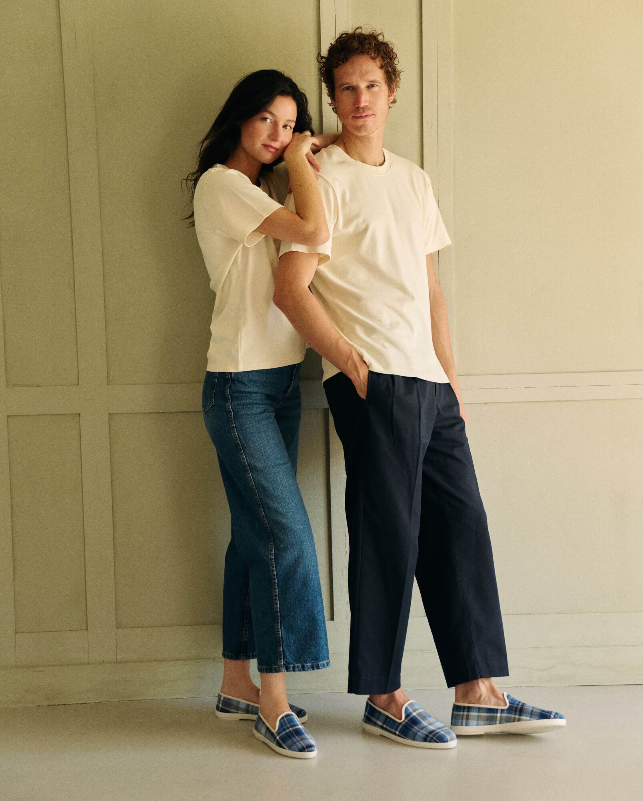 Women's organic cotton slipper, blue tartan ANGARDE Blue