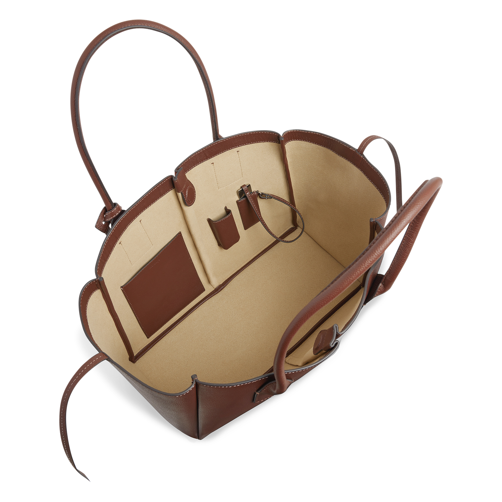 Leather tote bag LE TANNEUR Brown