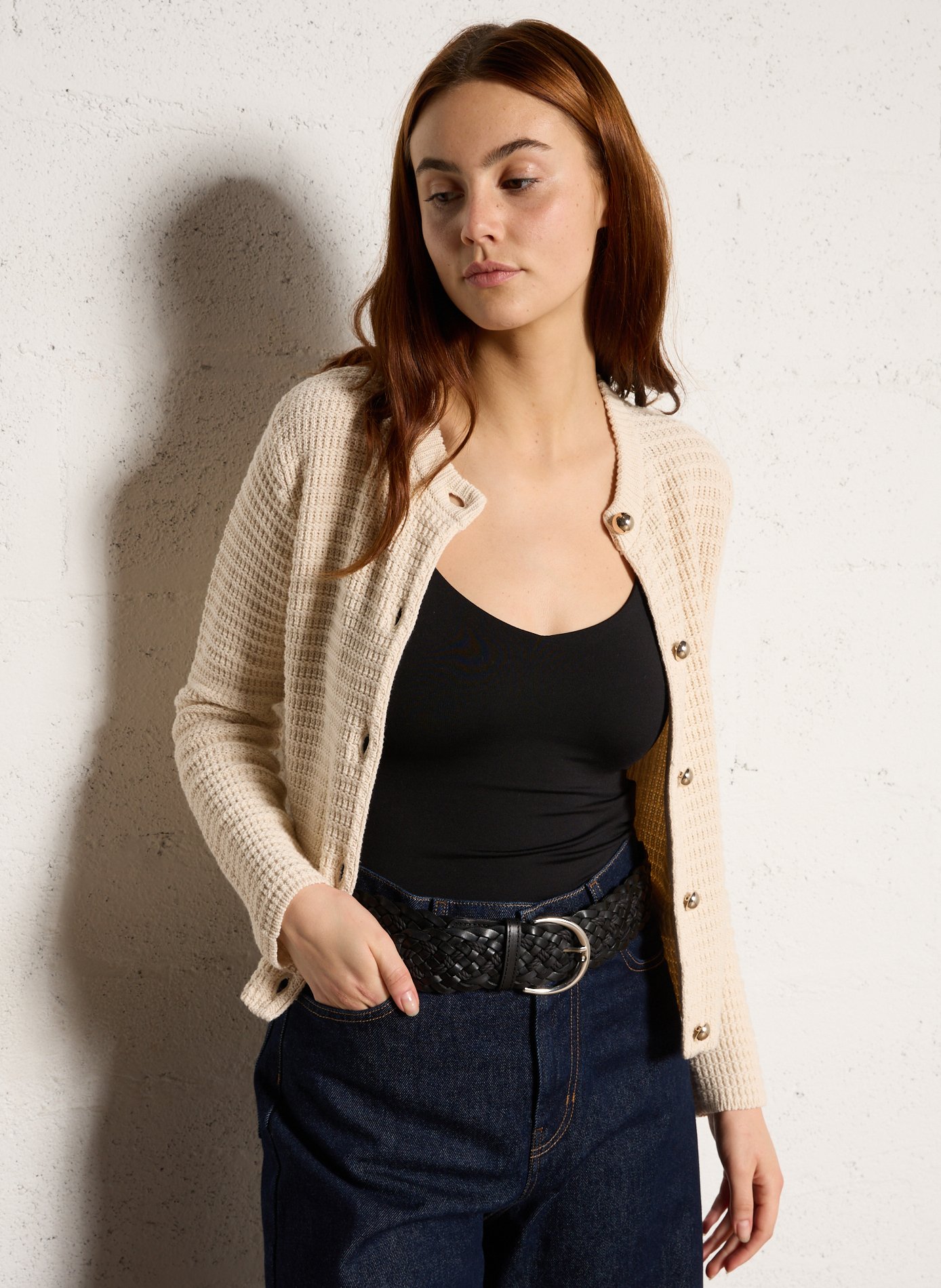 Ceinture en cuir tressé Noir