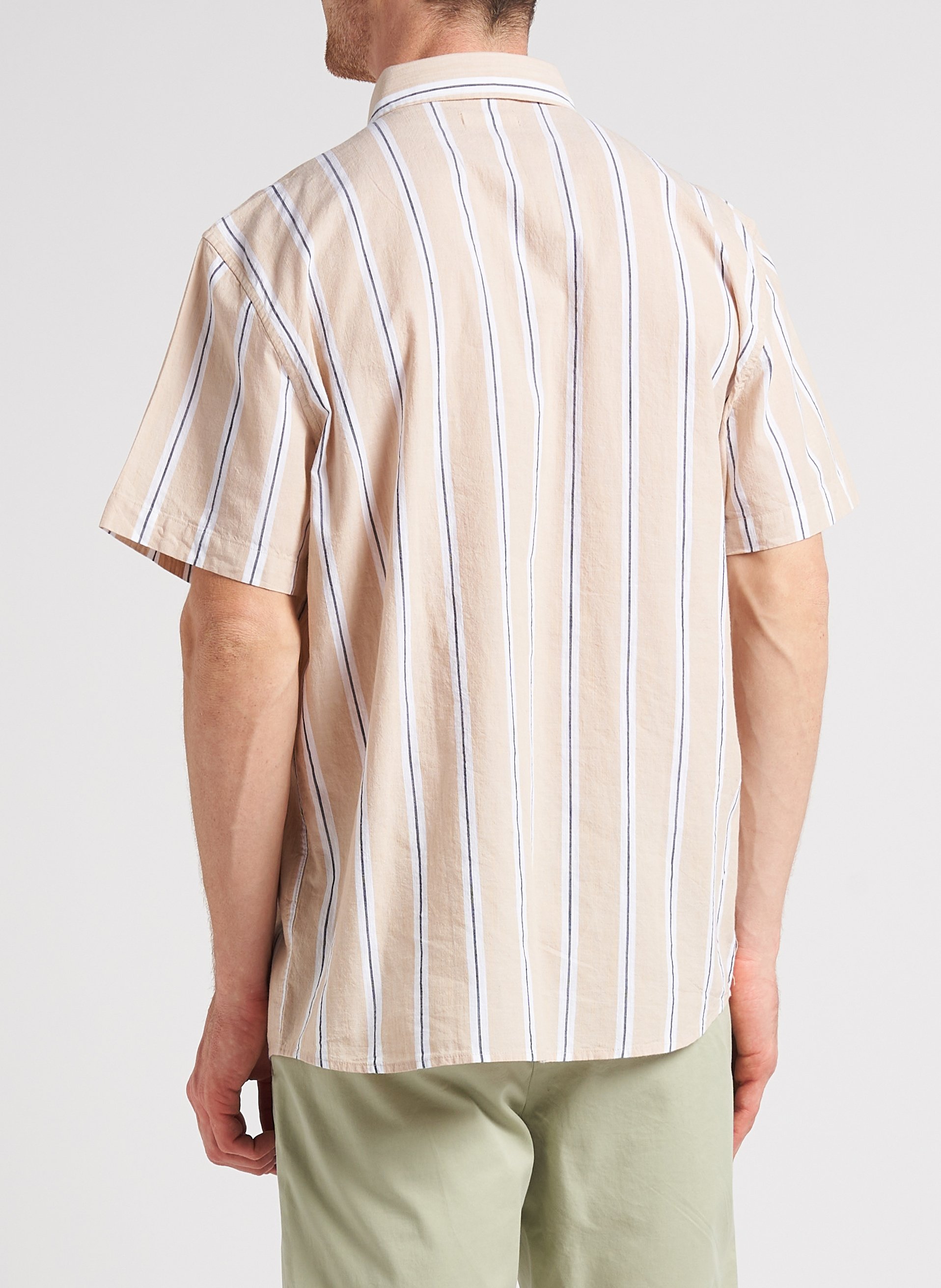 Regular-fit striped cotton shirt with button-down collar bio KNOWLEDGE COTTON APPAREL Beige