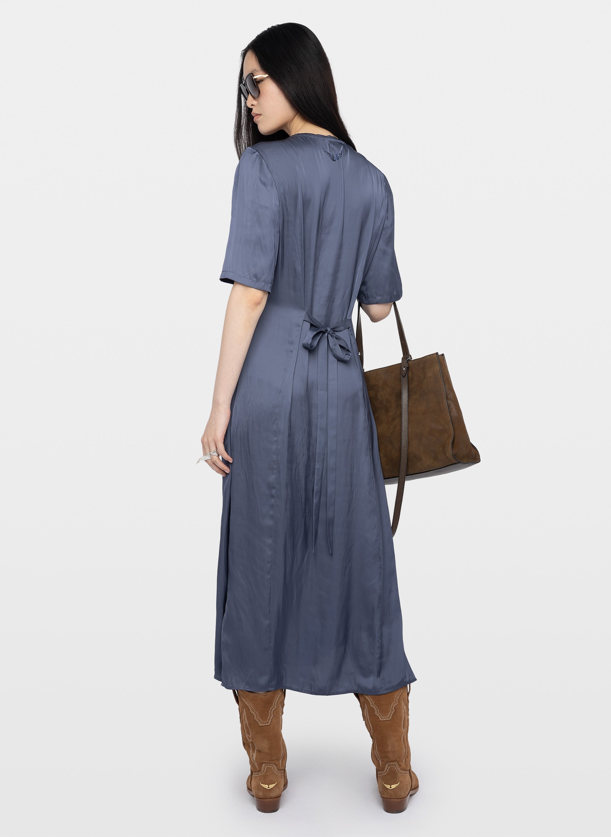 Lange, soepelvallende jurk met V-hals  ZADIG&VOLTAIRE Blauw