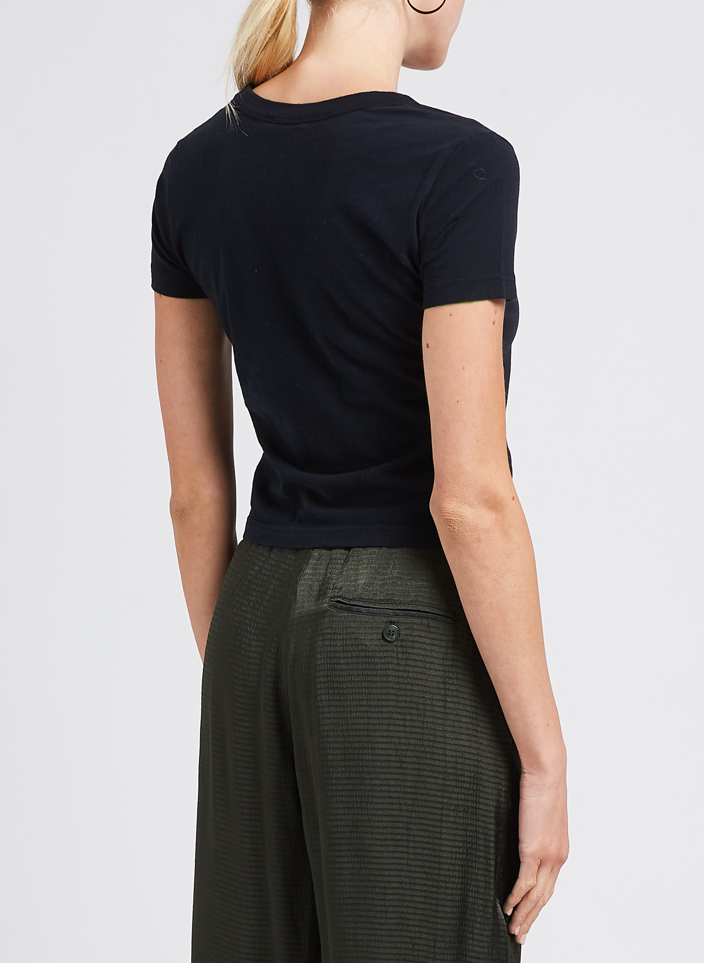 Kurzes Rundhals-T-Shirt aus Baumwolle AMERICAN VINTAGE Schwarz