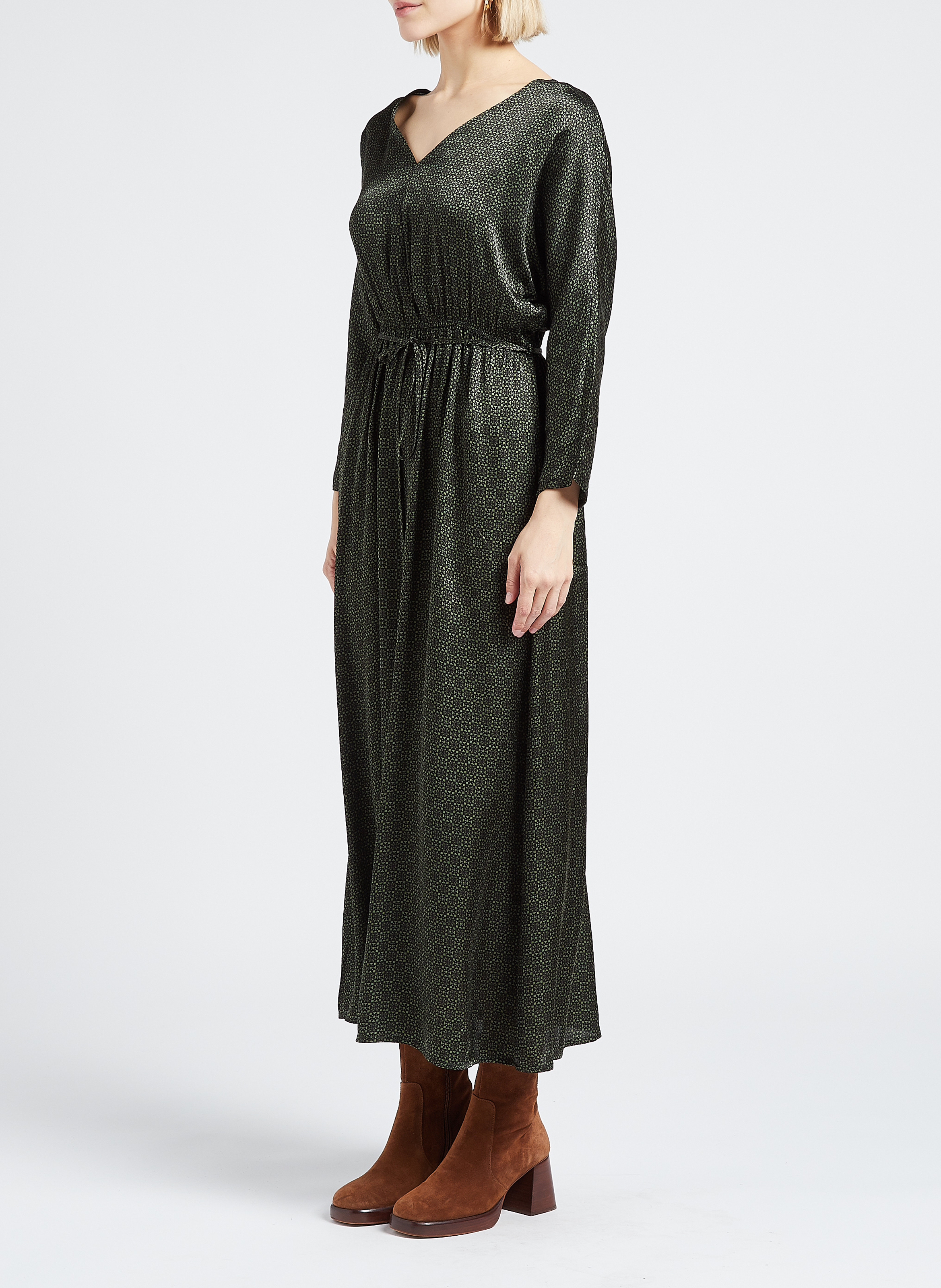 Printed V-neck midi dress GRACE ET MILA Green