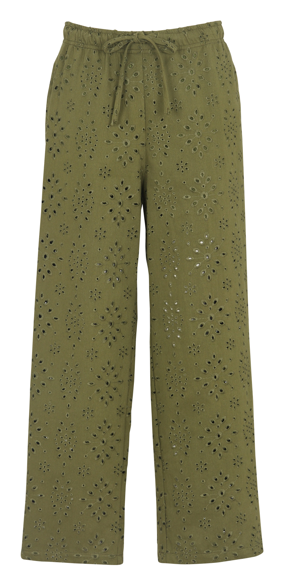 Straight high-waisted embroidered trousers THE KORNER Khaki