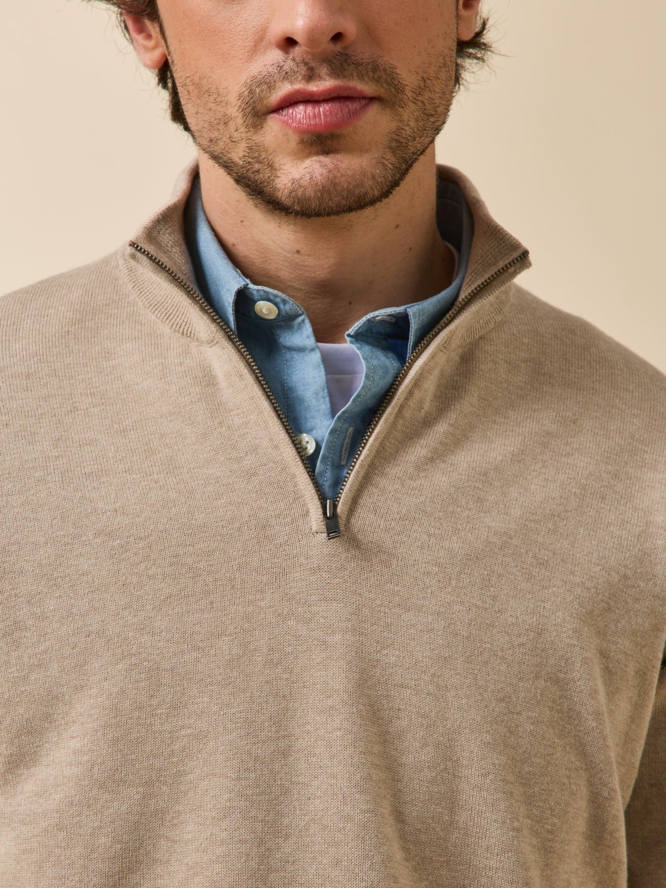 Pull col montant  coton biologique et cachemire CYRILLUS Beige