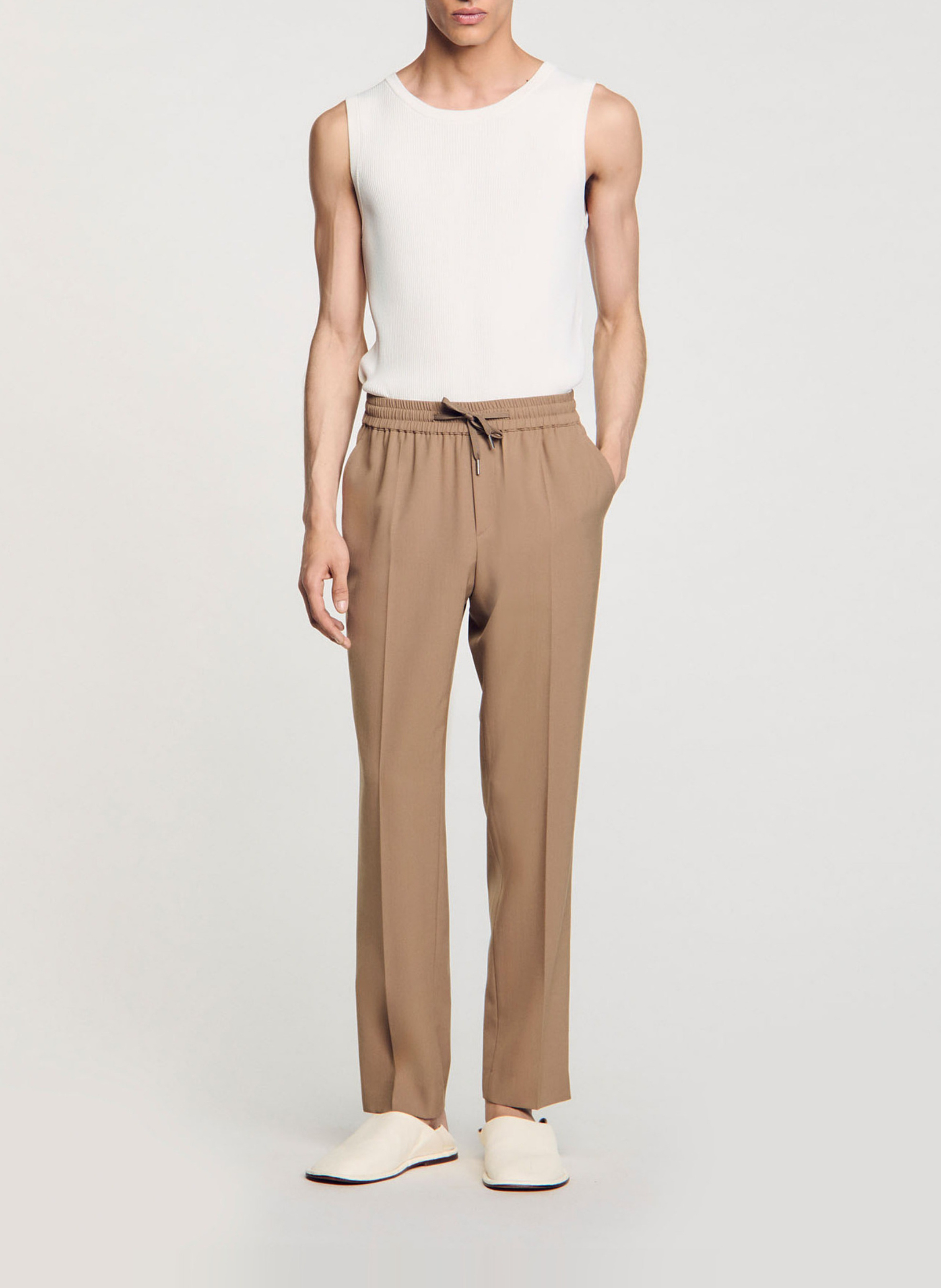 Rechte, elastische broek SANDRO Bruin