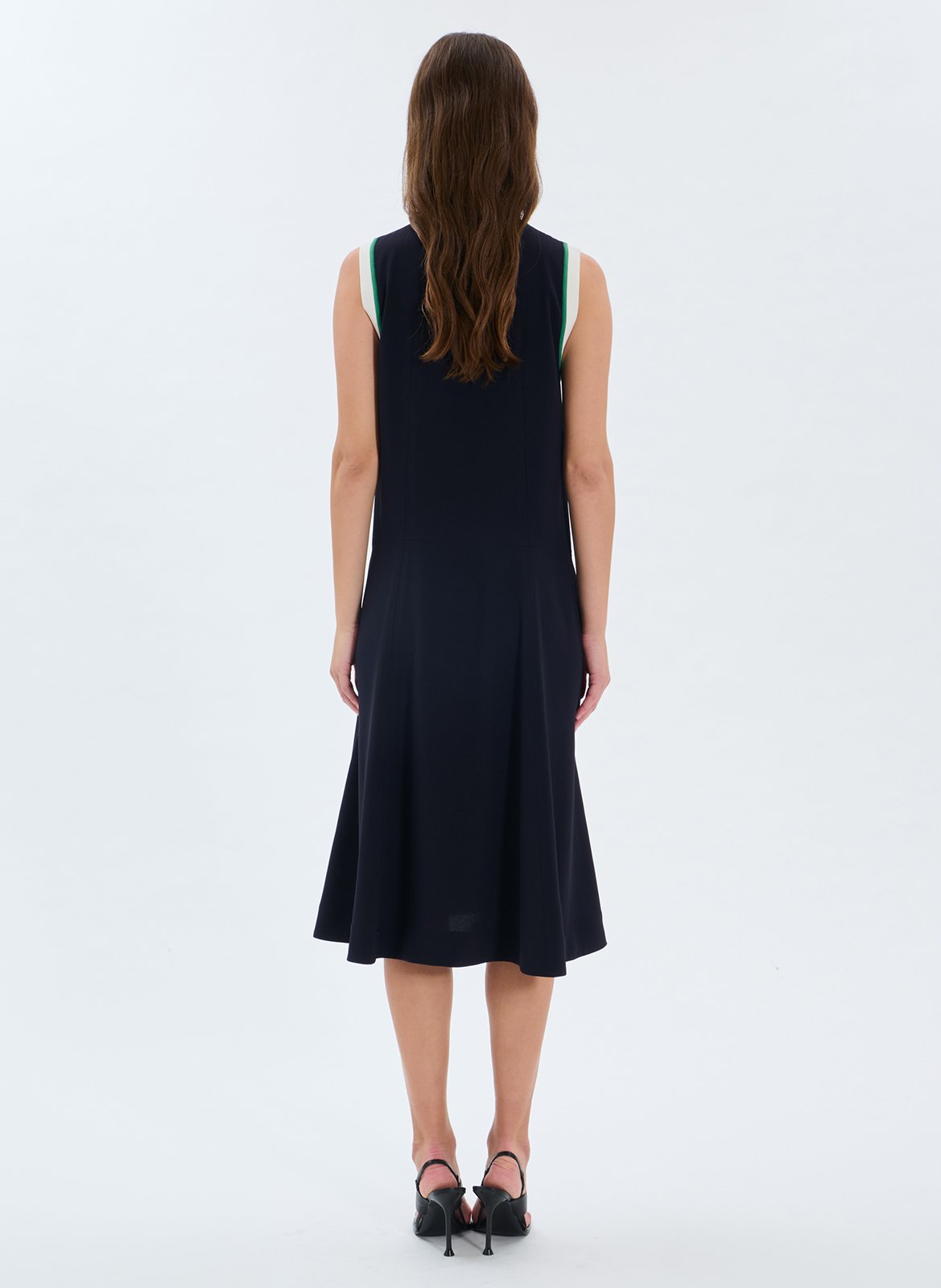 Robe midi col rond Bleu