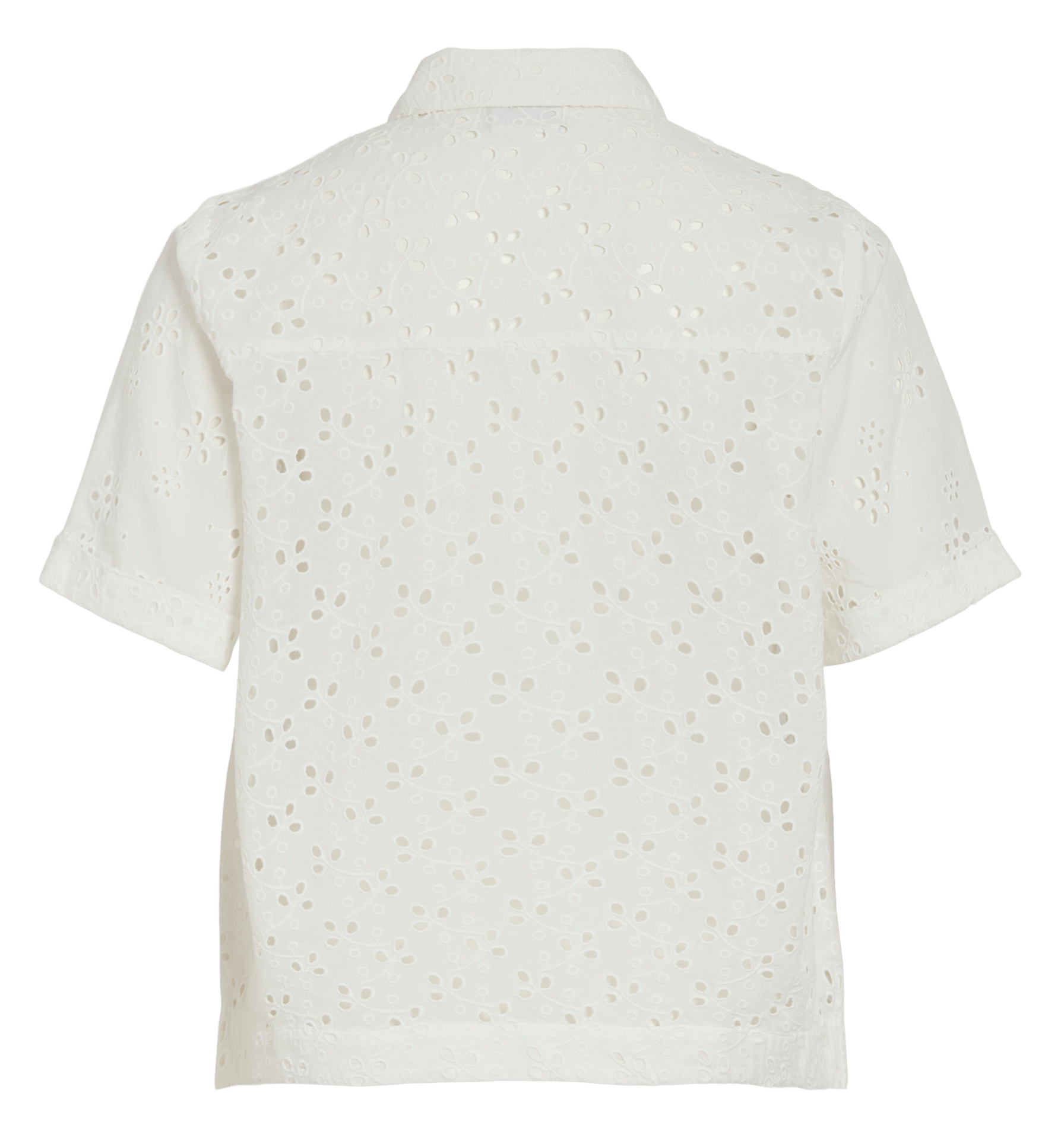 Chemise droite col classique en coton bio brodé VILA Blanc