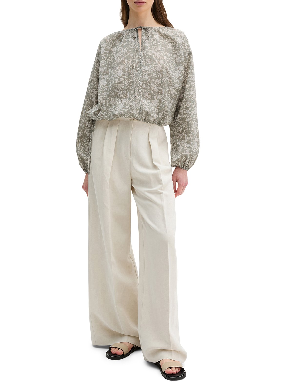 Gerader Baumwoll-Print-Top mit Rundhalsausschnitt MARC O'POLO Mehrfarbig