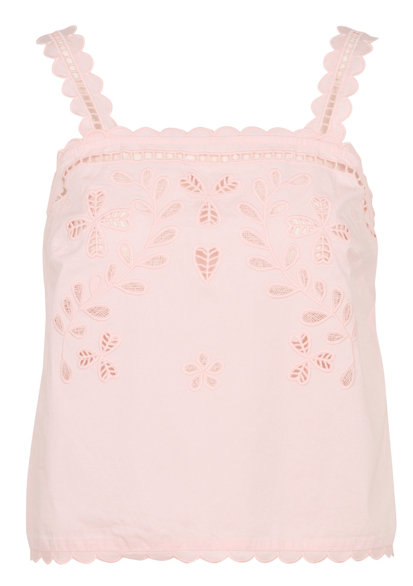 Top recto cuadrado de algodón bordado BERENICE Rosa