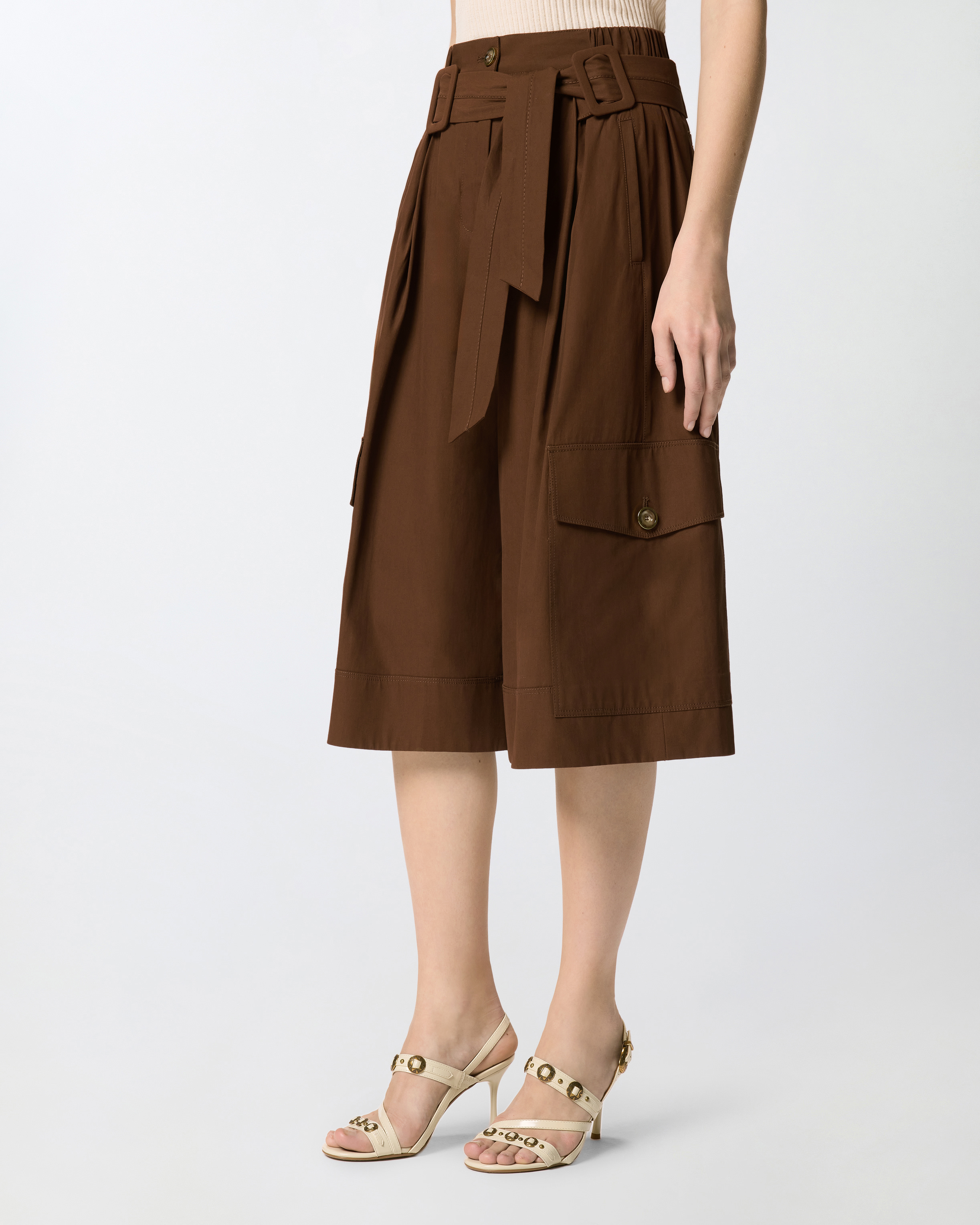 Long fluid cotton bermuda PINKO Brown