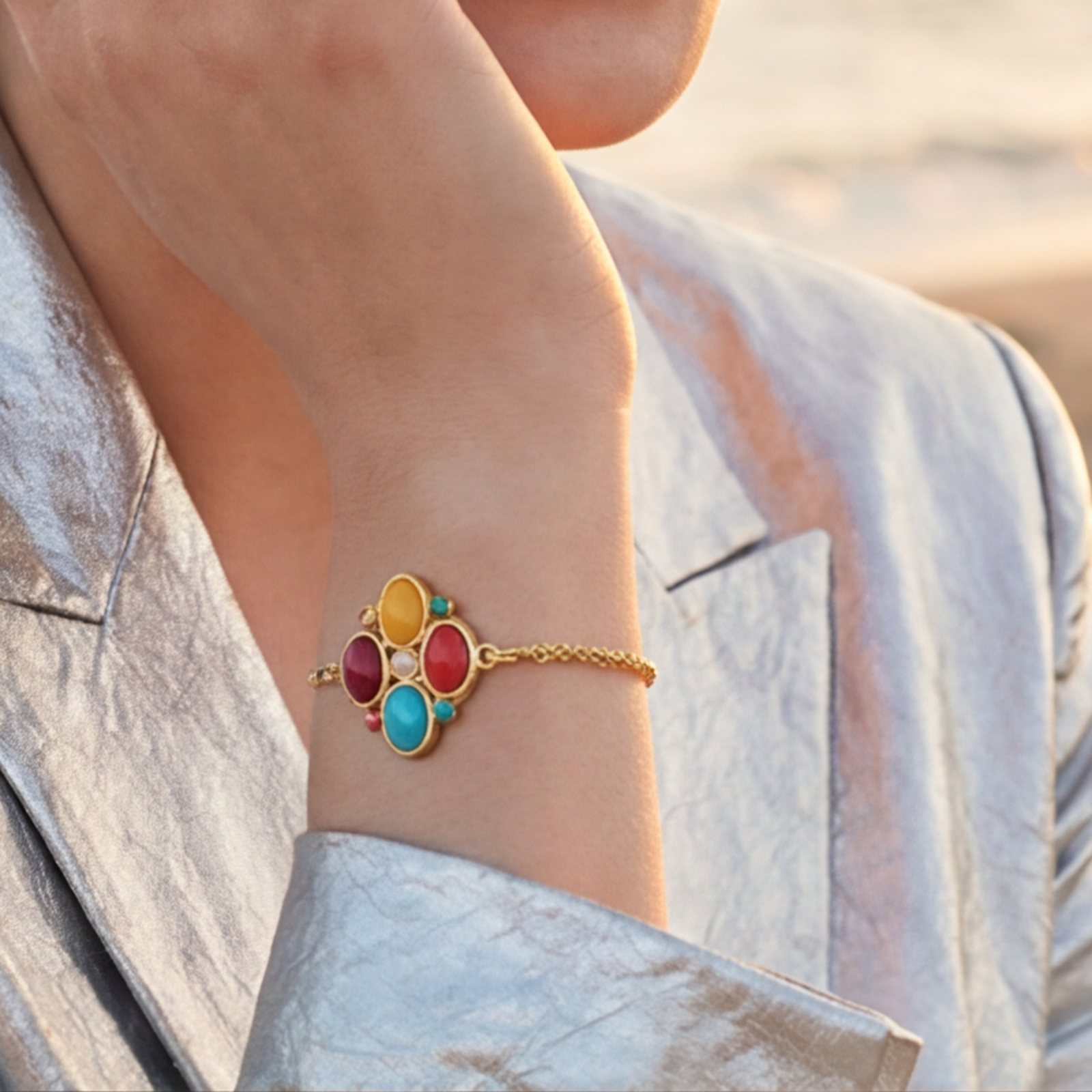 Bracelet fin océane  doré à l'or fin SATELLITE PARIS Multicolore