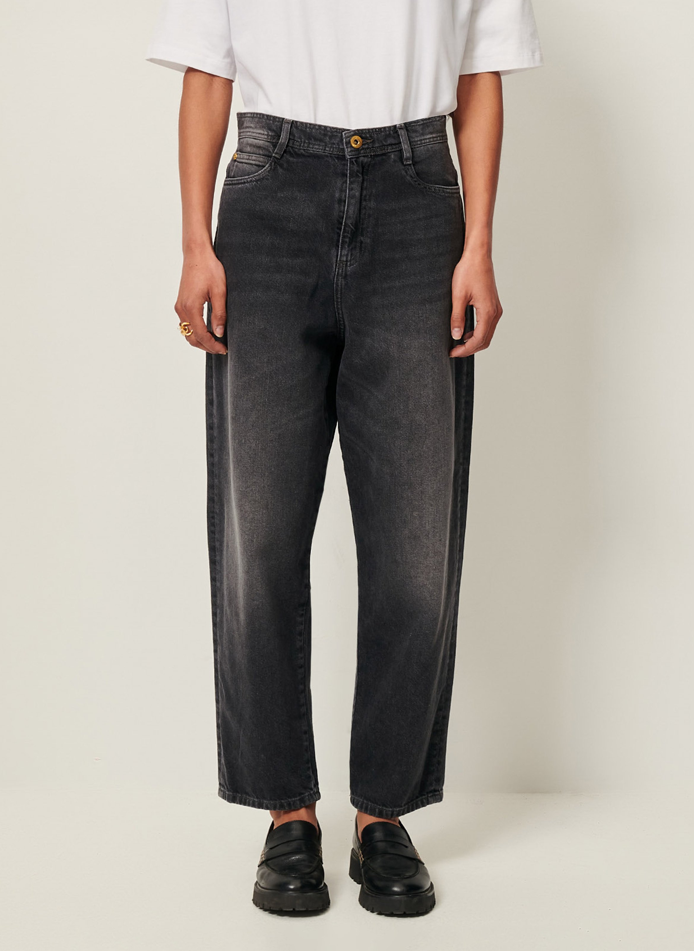 High-rise faded straight-leg jeans SESSUN Grey
