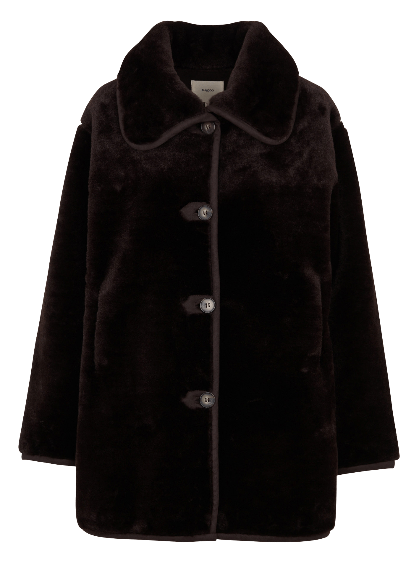 Oversized synthetic fur coat SUNCOO Brown