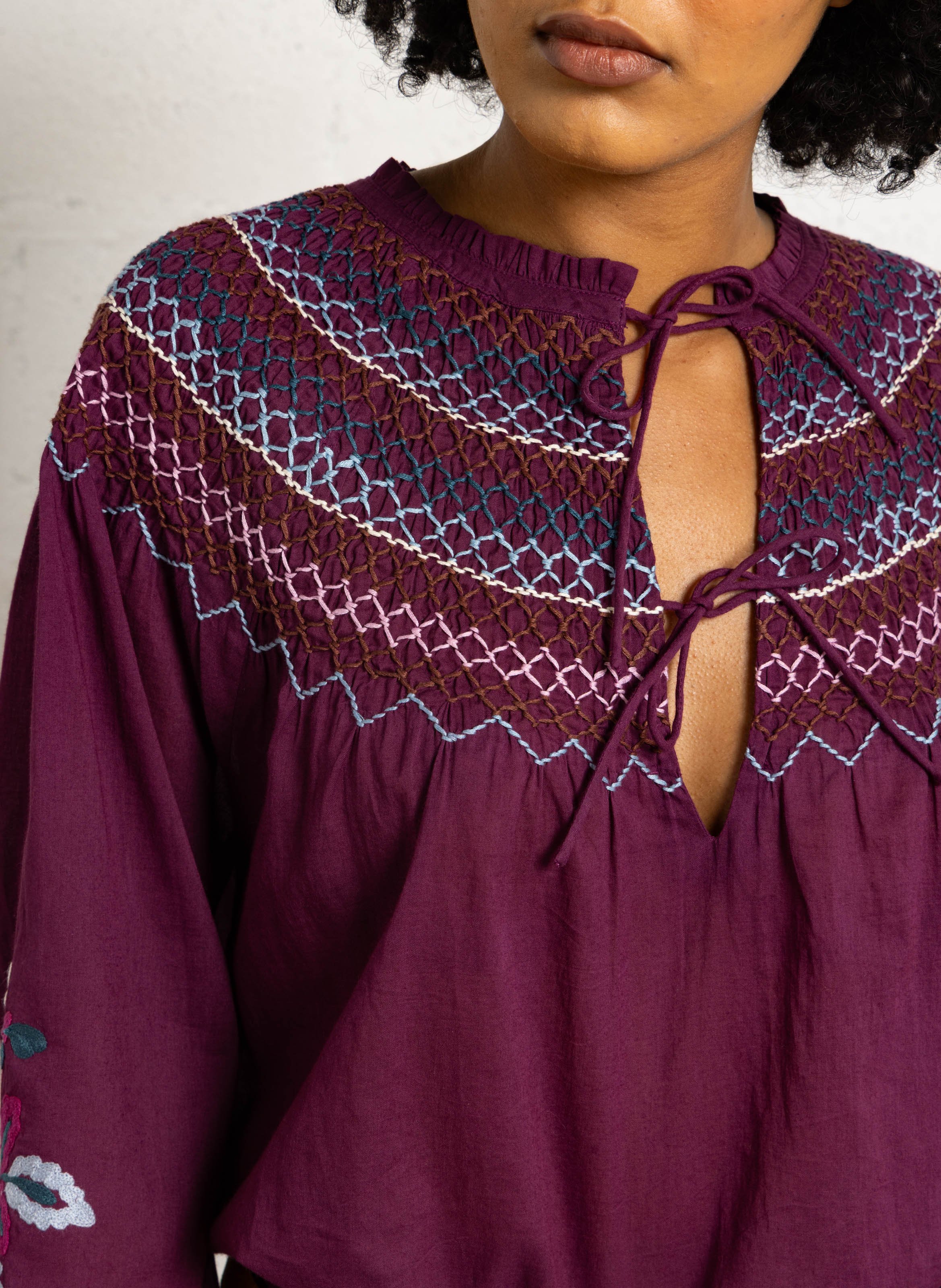 Embroidered organic cotton blouse LOUISE MISHA Red