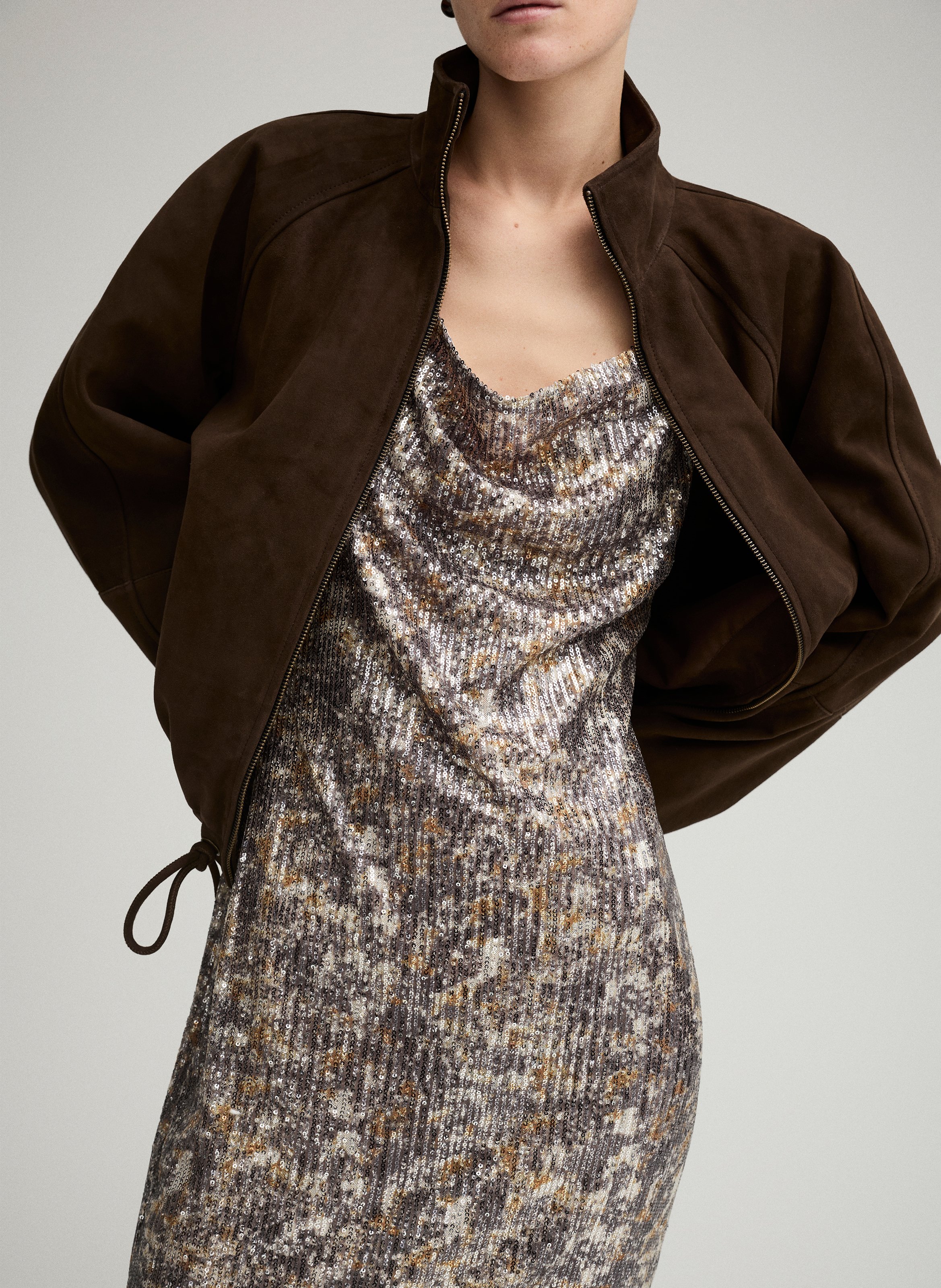 Veste oversize en cuir ROUGE EDIT Marron