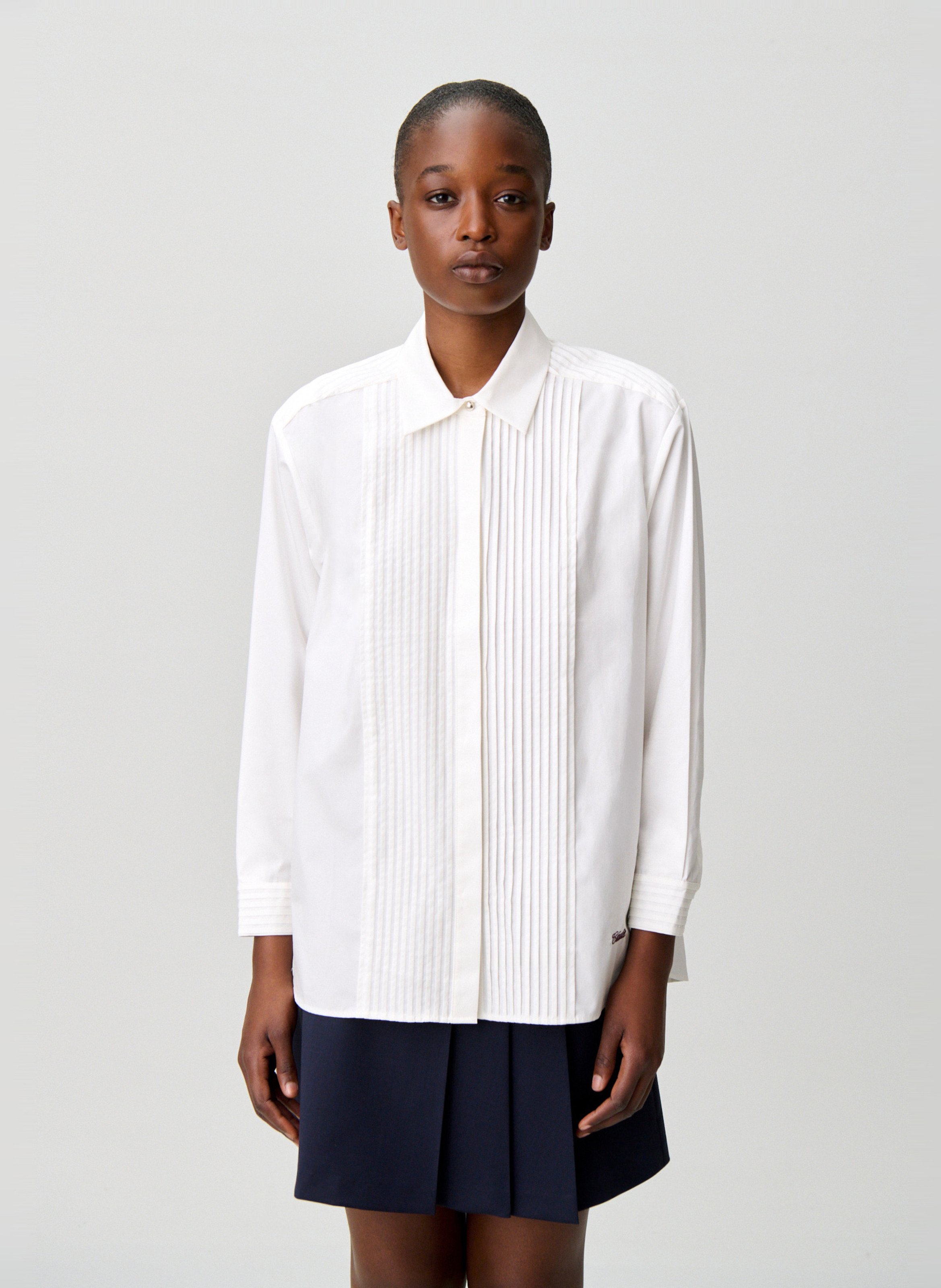 Chemise ample plissée unie CLAUDIE PIERLOT Beige