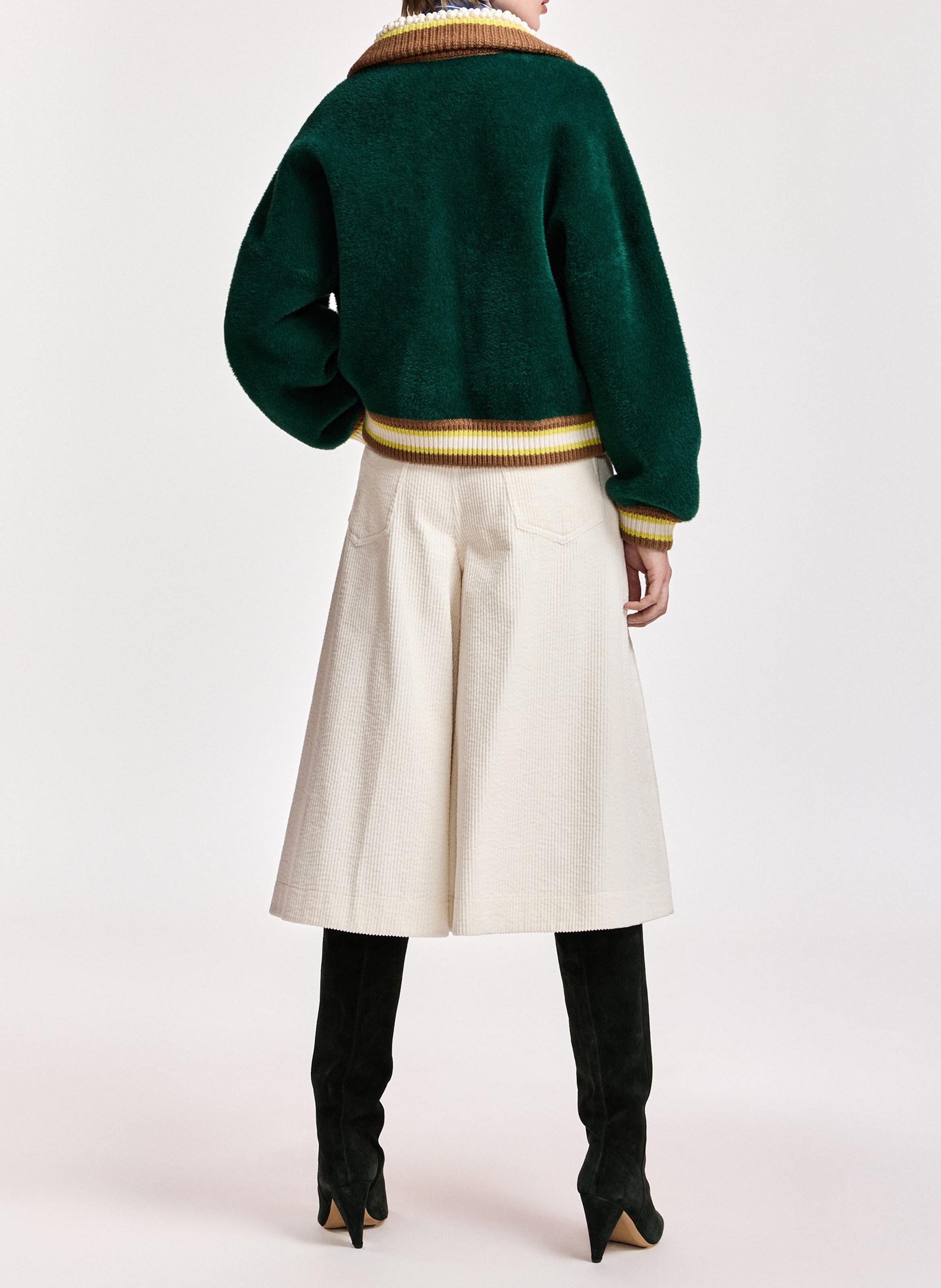 Loose fit cardigan with classic collar and button closure. ESSENTIEL ANTWERP Green