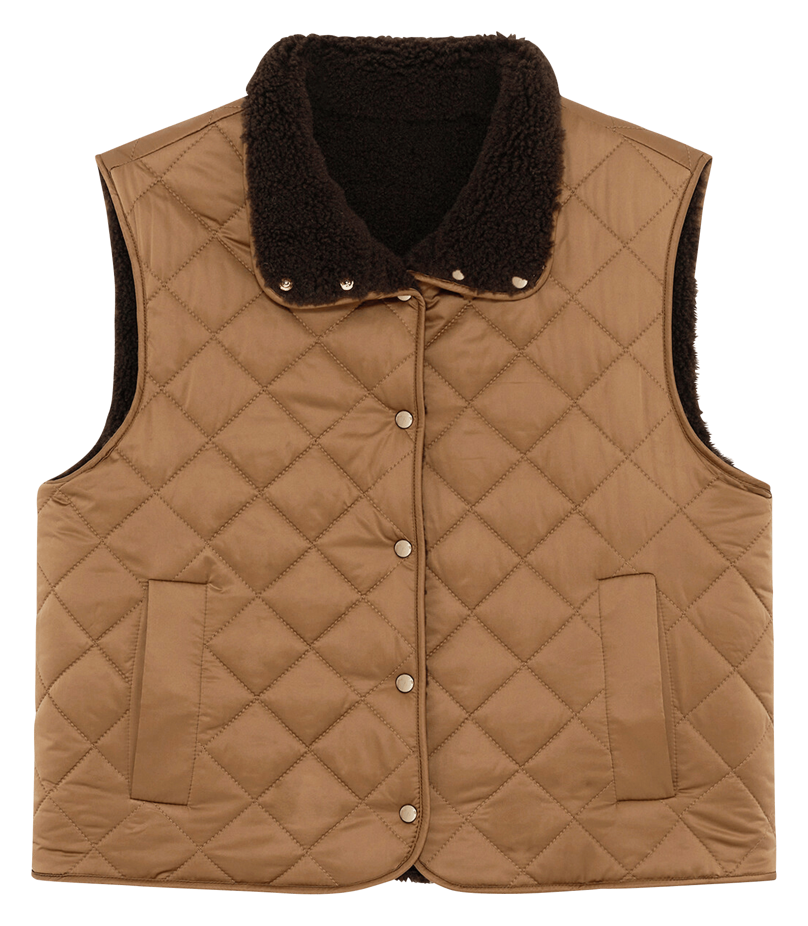 Manteau sans manches uni CAROLL Marron