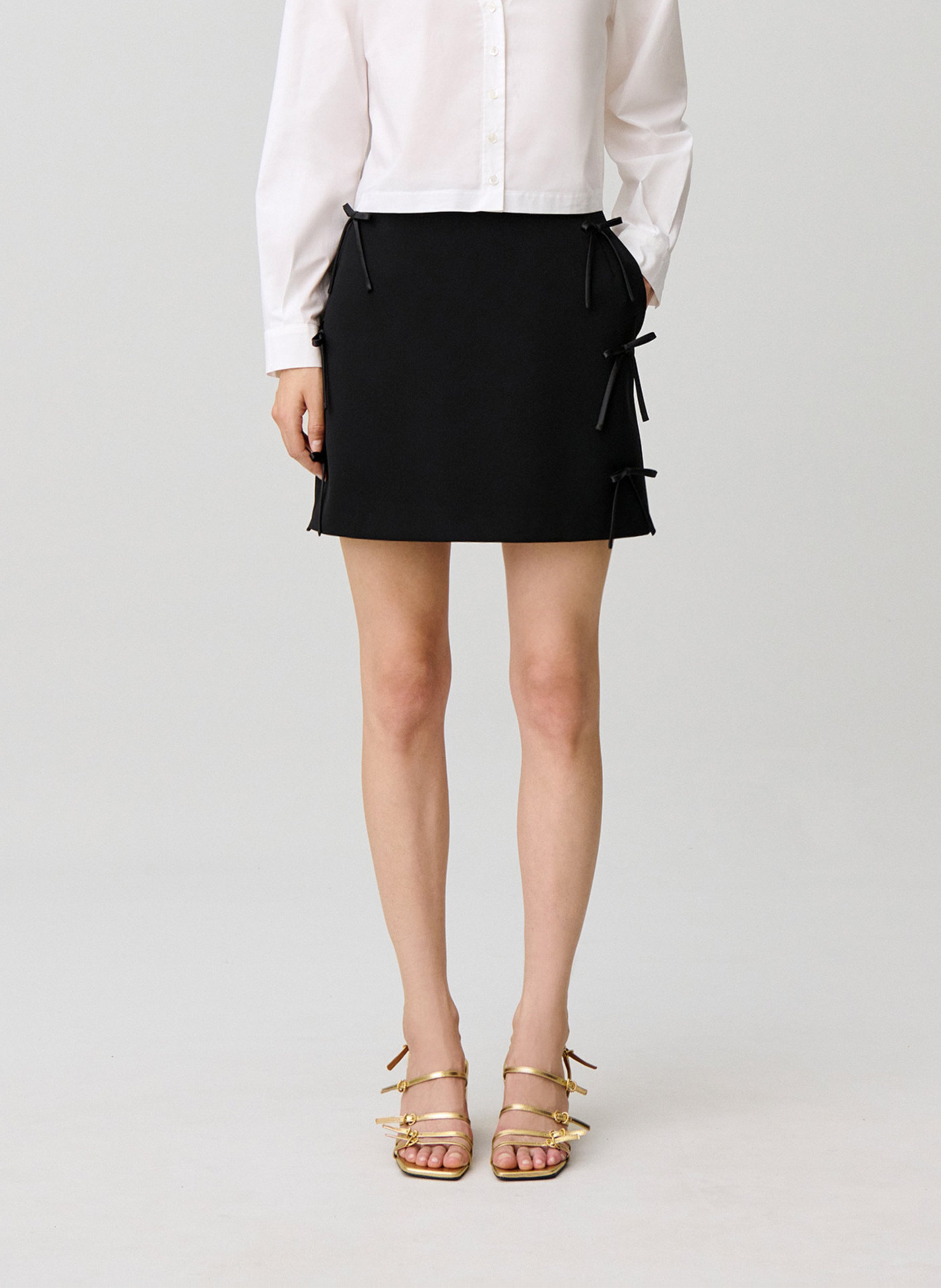 Jupe courte droite ornée de noeuds CLAUDIE PIERLOT Noir